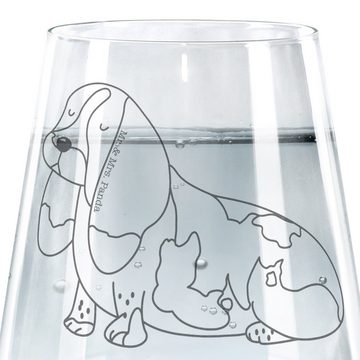Mr. & Mrs. Panda Glas Hund Basset Hound - Transparent - Geschenk, Spülmaschinenfeste Trinkg, Premium Glas, Elegantes Design