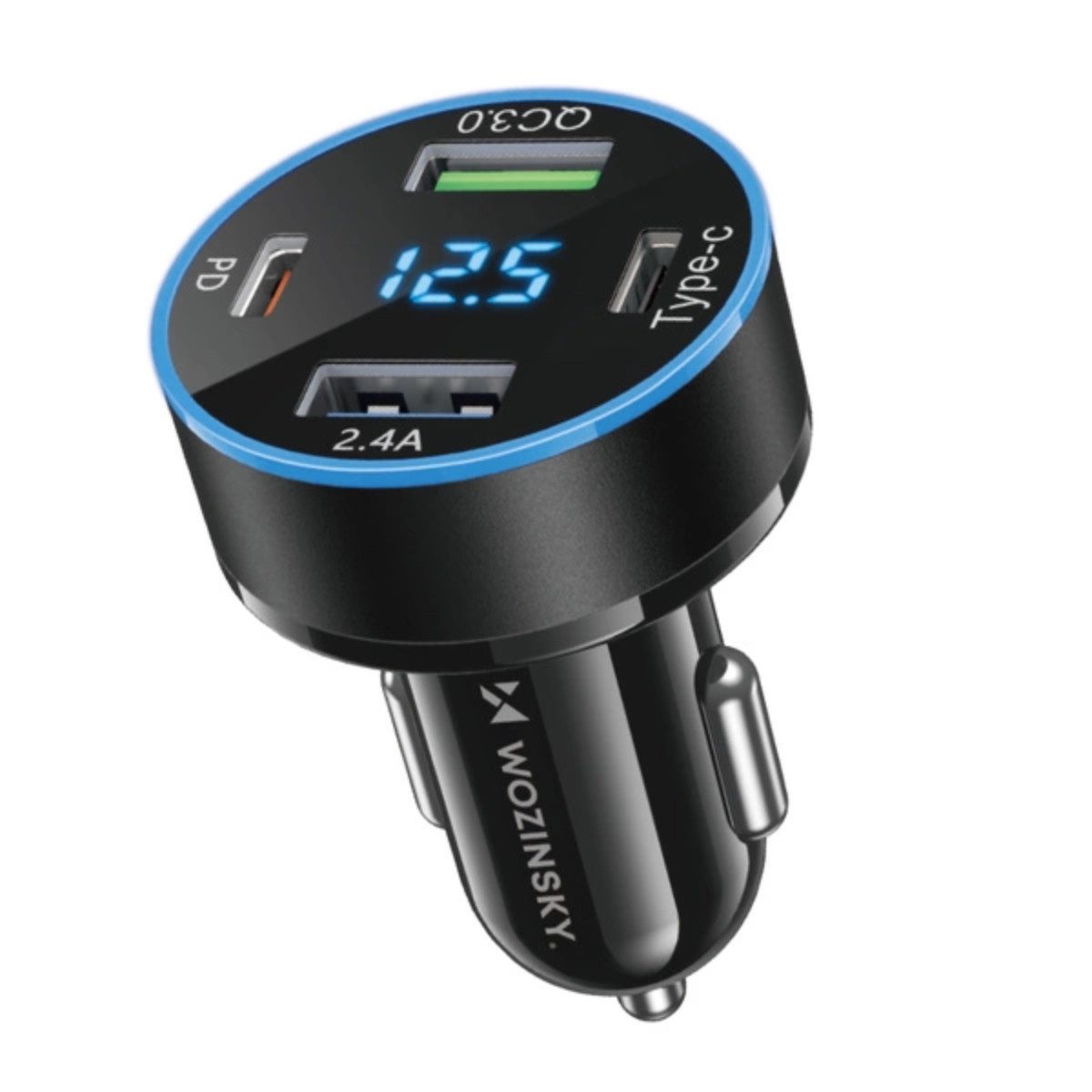 WDCCB Autoladegerät mit Display 50W 2xUSB-C / 2xUSB-A - Schwarz Auto-Adapter