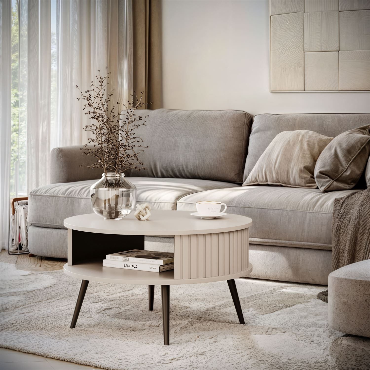 Lookway Couchtisch IVY Runder Sofatisch mit Ablage (1 Tisch), Durchmesser: günstig online kaufen