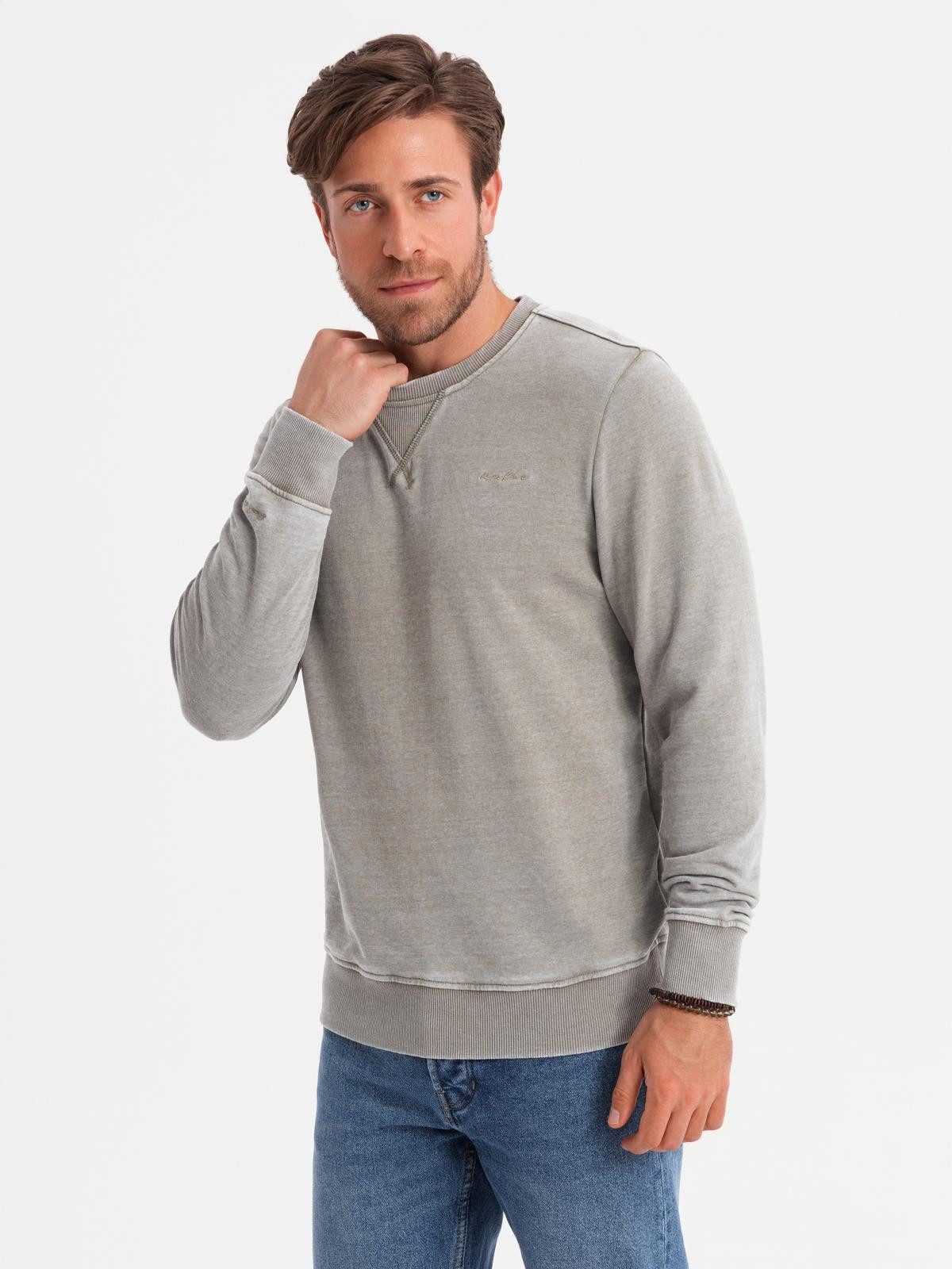 OMBRE Sweatshirt Gewaschenes Herren-Sweatshirt mit Ziernähten am Halsaussch günstig online kaufen