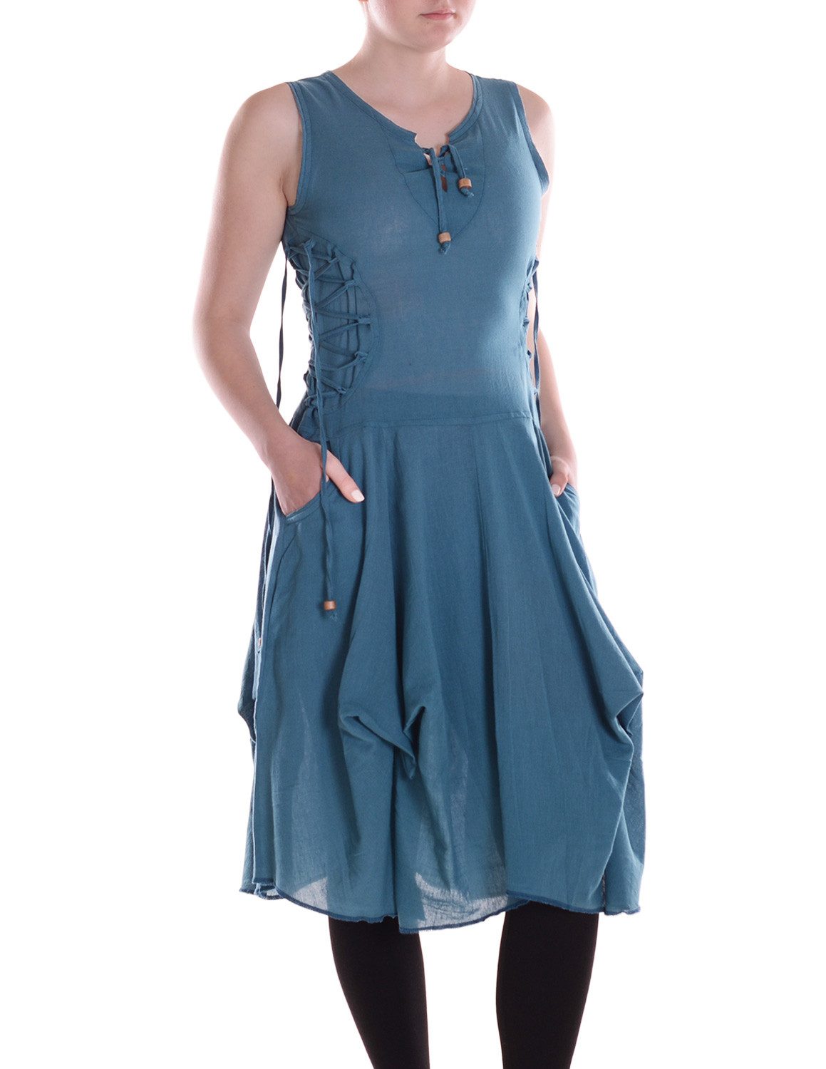 Vishes Midikleid Knielanges Kleid Baumwolle Casual günstig online kaufen