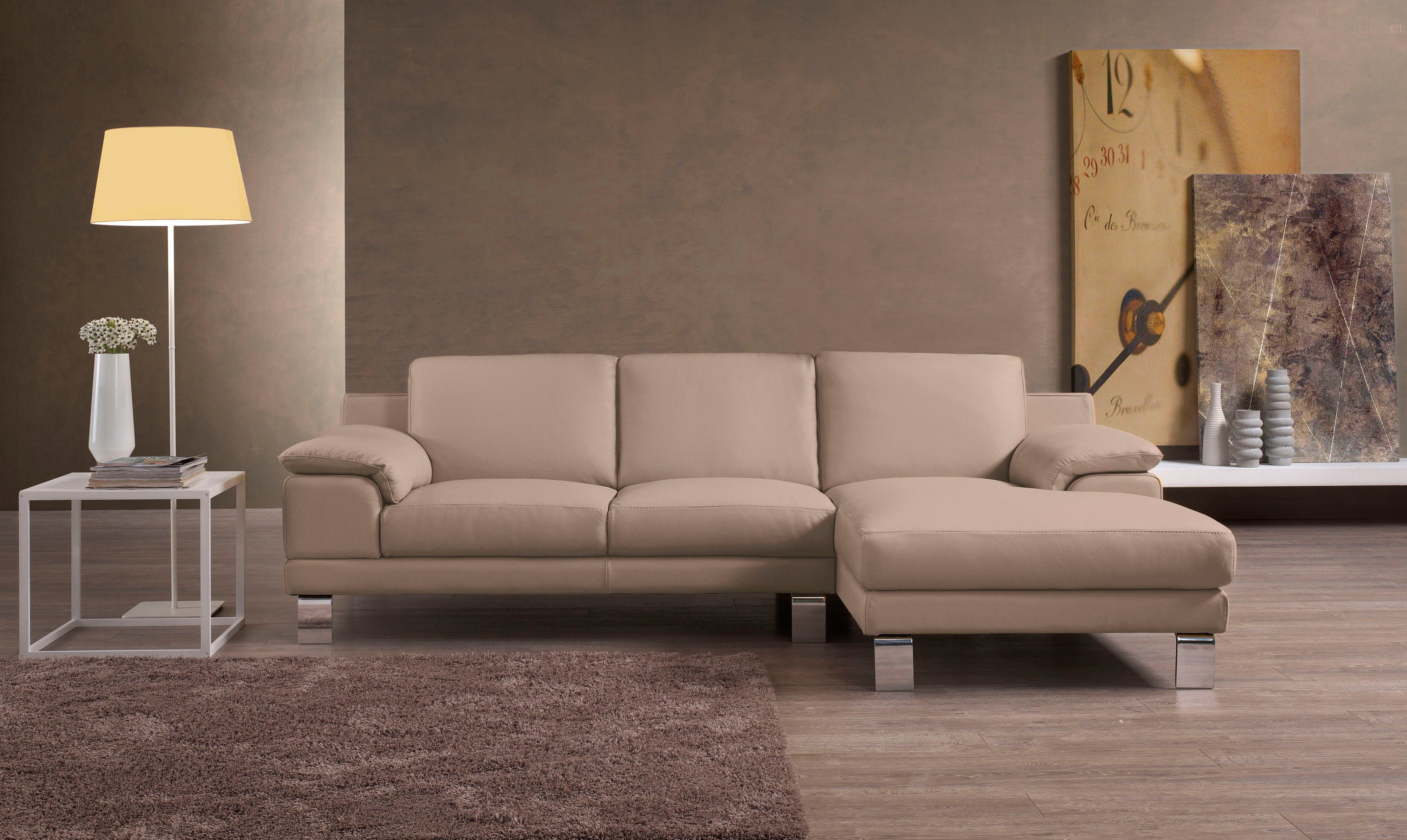 Egoitaliano Ecksofa Shakira, Design & Sitzkomfort auf hohem Niveau, Breite 236cm, L-Form, mit Recamiere, L-Form, edle Füße