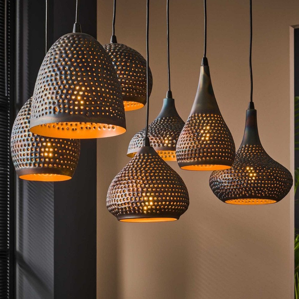 famlights Pendelleuchte famlights, Pendelleuchte Janko in Braun-antik und Bronze E27