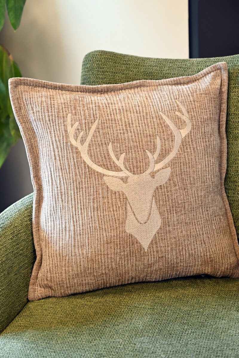 Steen Design Kissenhüllen Kissenhülle - HIRSCHKOPF - taupe