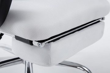 TPFLiving Bürostuhl Fellini mit bequemer Rückenlehne - höhenverstellbar und 360° drehbar (Schreibtischstuhl, Drehstuhl, Chefsessel, Konferenzstuhl), Gestell: Metall chrom - Sitzfläche: Stoff in Netzoptik weiß