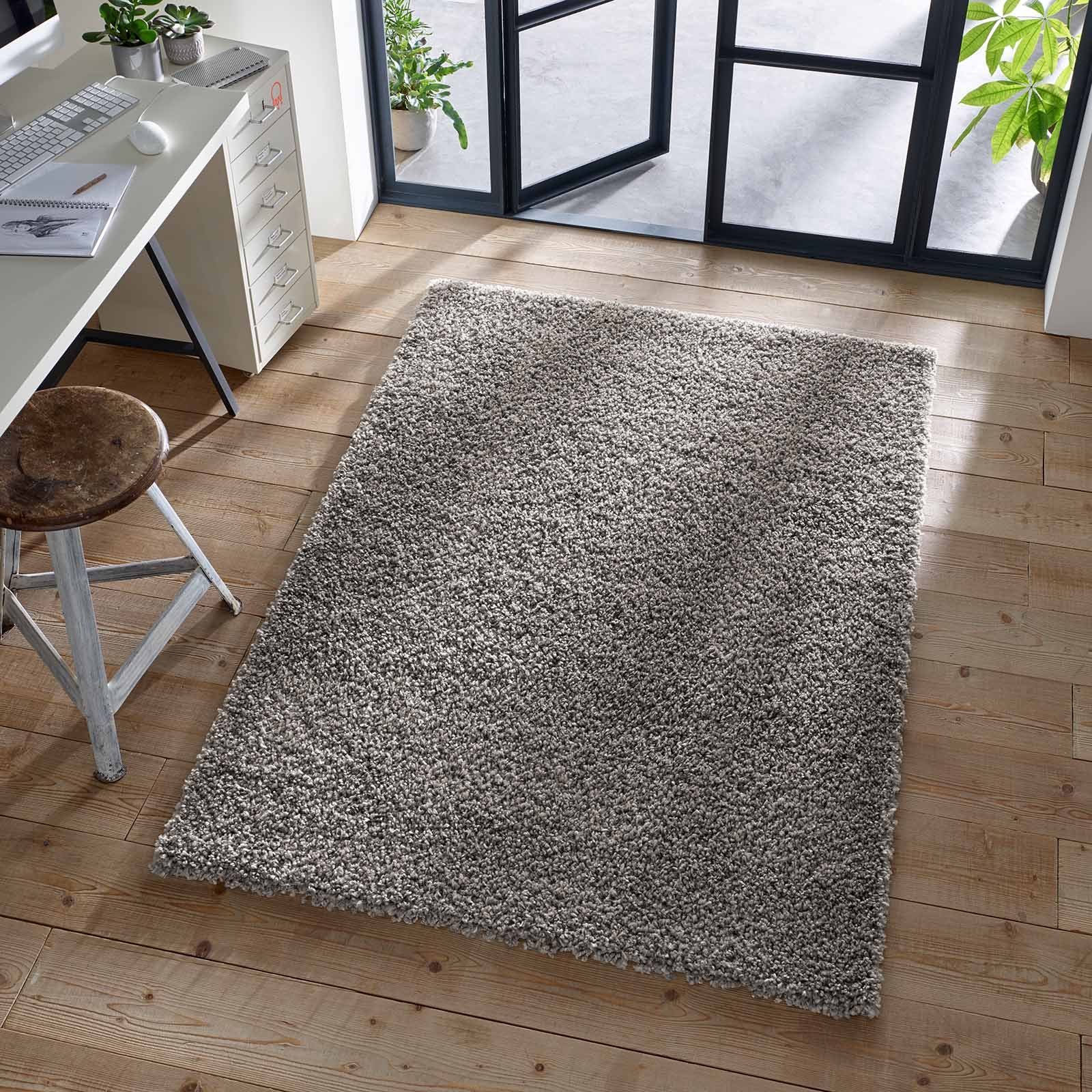 Langflor-Teppich Shaggy Teppich Langflor, TaCa Home, rechteckig, Höhe: 35 mm, Wohnzimmer Schlafzimmer Kinderzimmer, Anthrazit - 60 x 90 cm