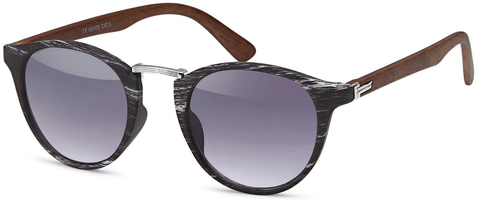styleBREAKER Sonnenbrille (1-St) Getönt Gestell Schwarz-Silber / Glas Grau Verlauf