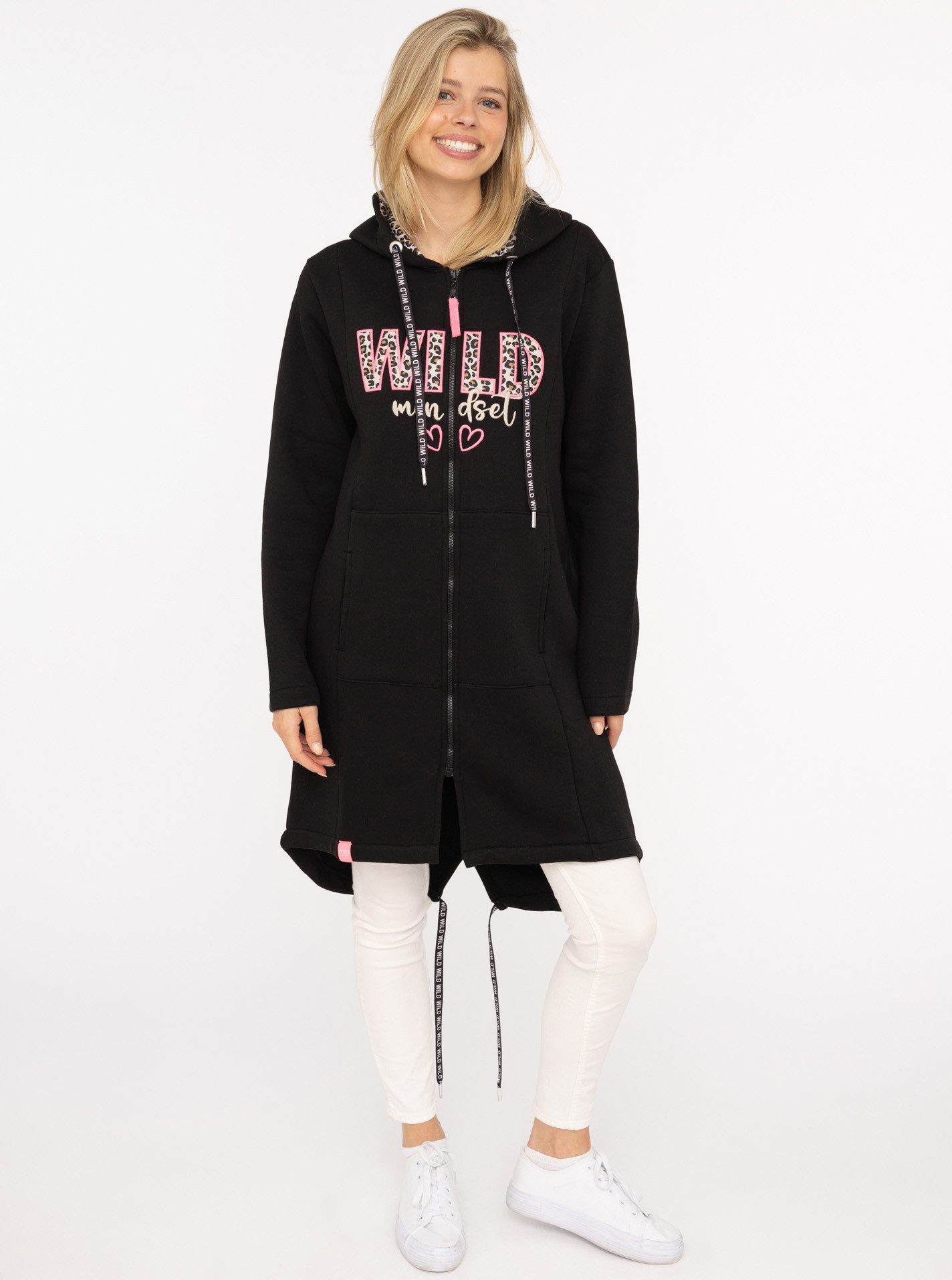 Zwillingsherz Jerseymantel "Wild Mindset" mit großem WILD Motiv gestickt, L günstig online kaufen