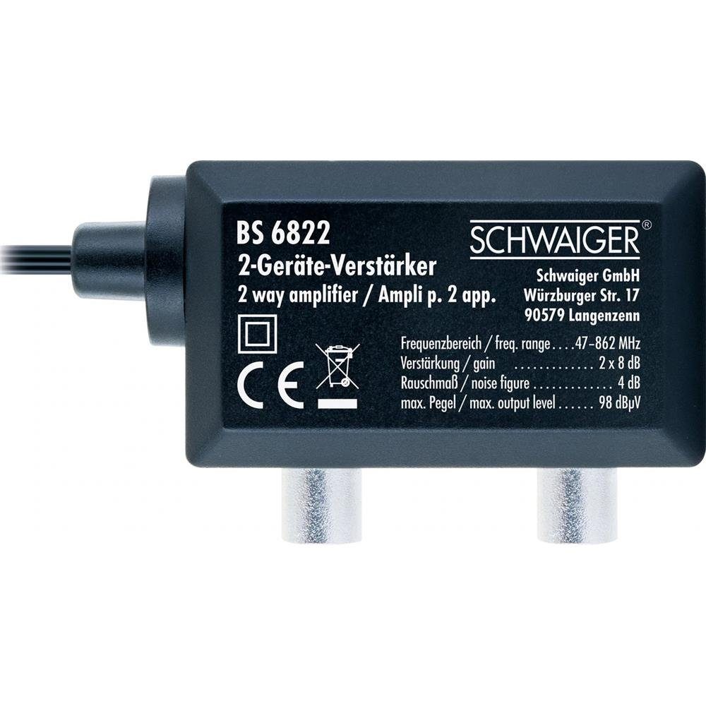 Schwaiger Zweigeräteverstärker 8 dB Schwarz Silber Leistungsverstärker – Bild 2 von 5