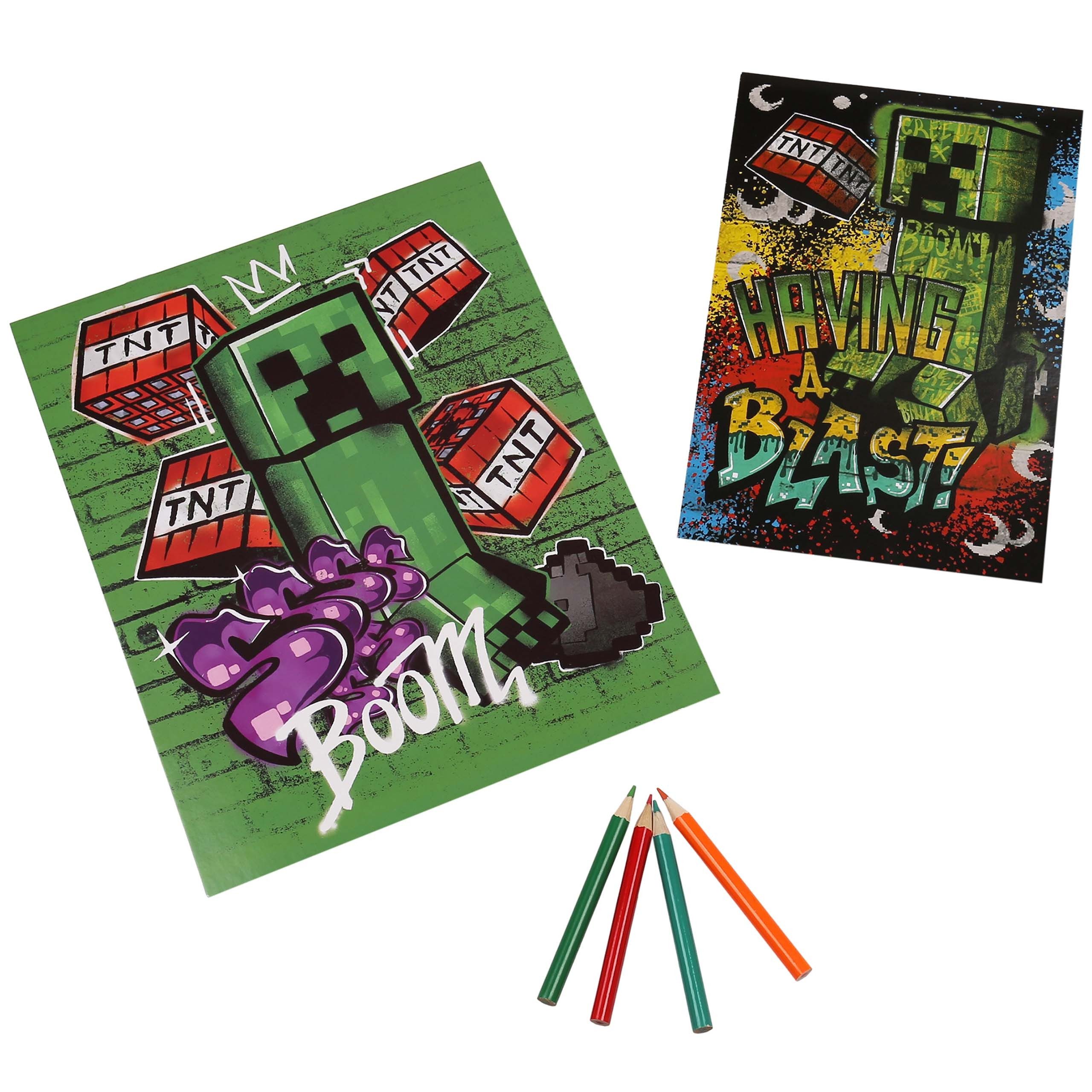 Minecraft Malvorlage Minecraft Kreativset für Kinder mit Buntstiften und Malvorlagen