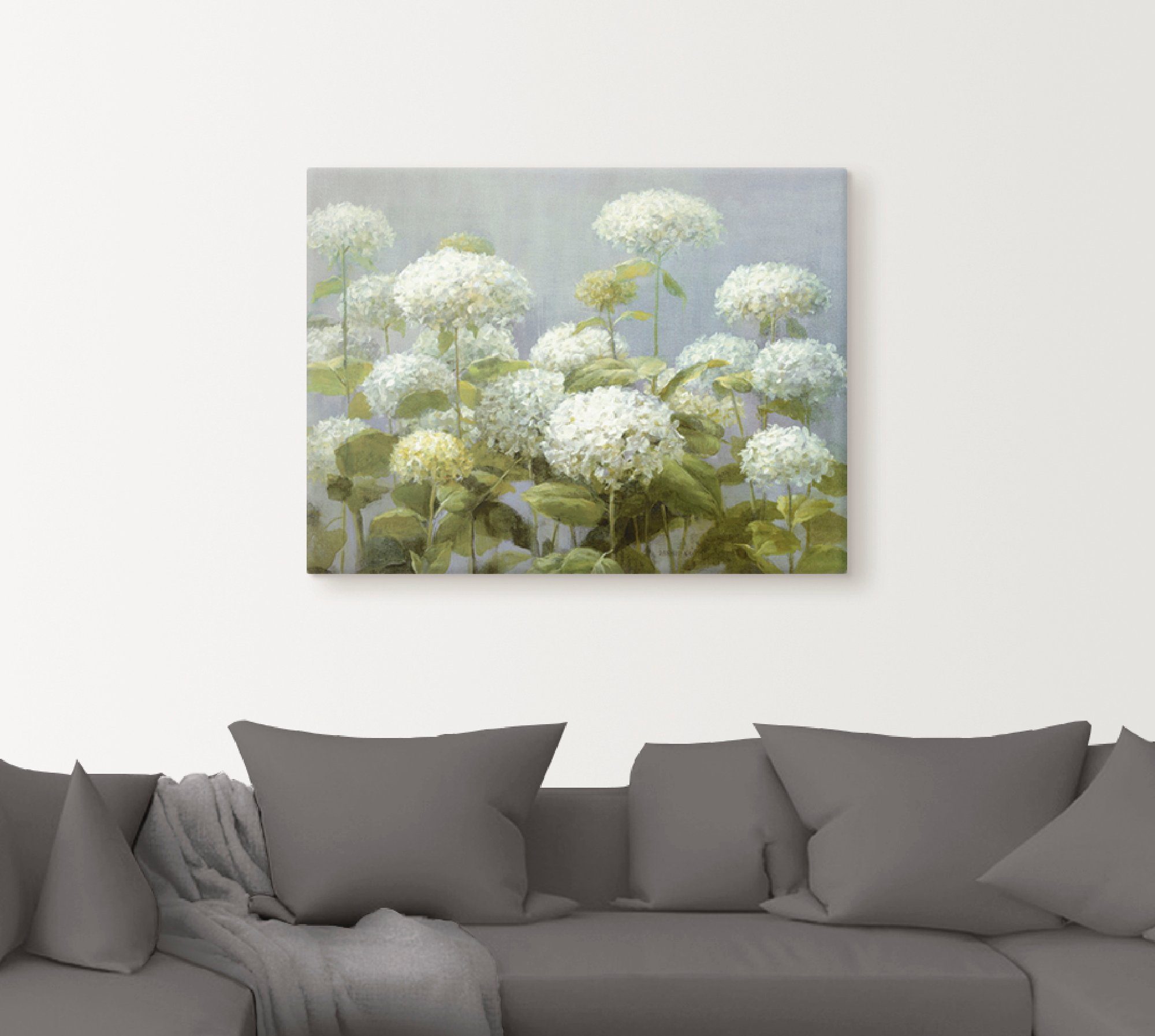 Artland Wandbild Weißer Hortensien Garten, Blumen (1 St), als Leinwandbild, Poster in verschied. Größen