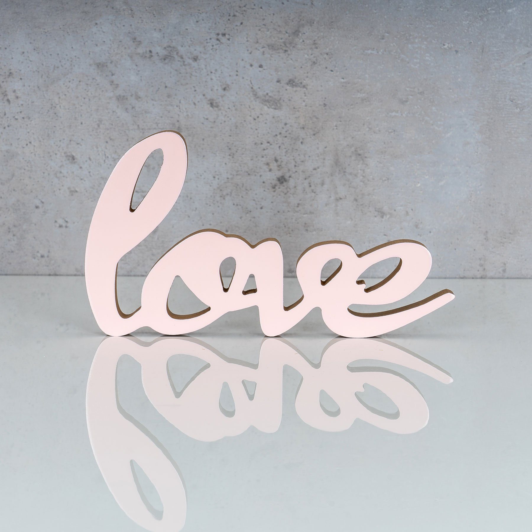Levandeo® Deko-Schriftzug, Schriftzug Love L22,5cm Pastell Rosa Holz Tischdeko Deko Aufsteller