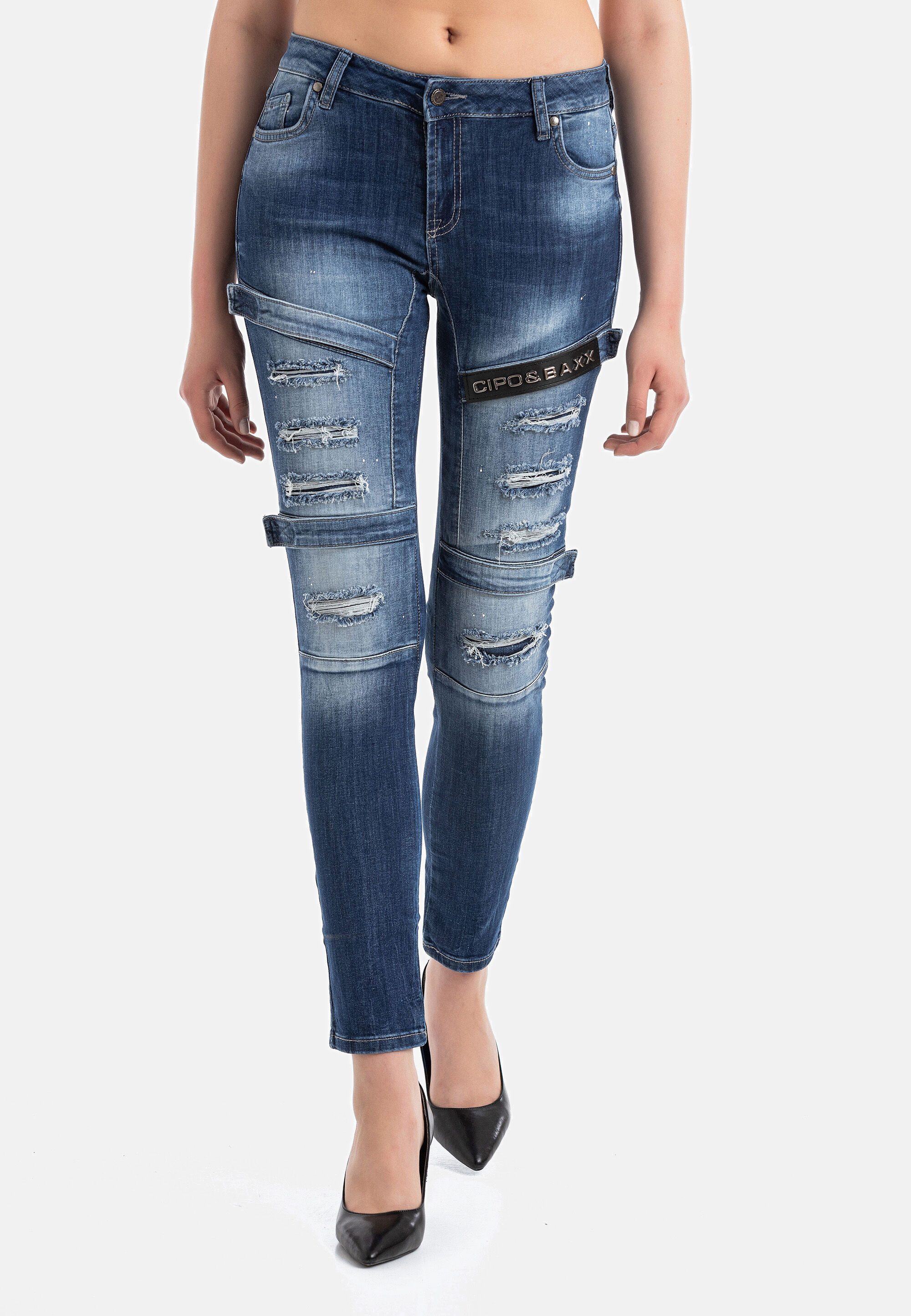 Cipo & Baxx Slim-fit-Jeans DENIM im coolen Biker-Look in Skinny Fit, WD383