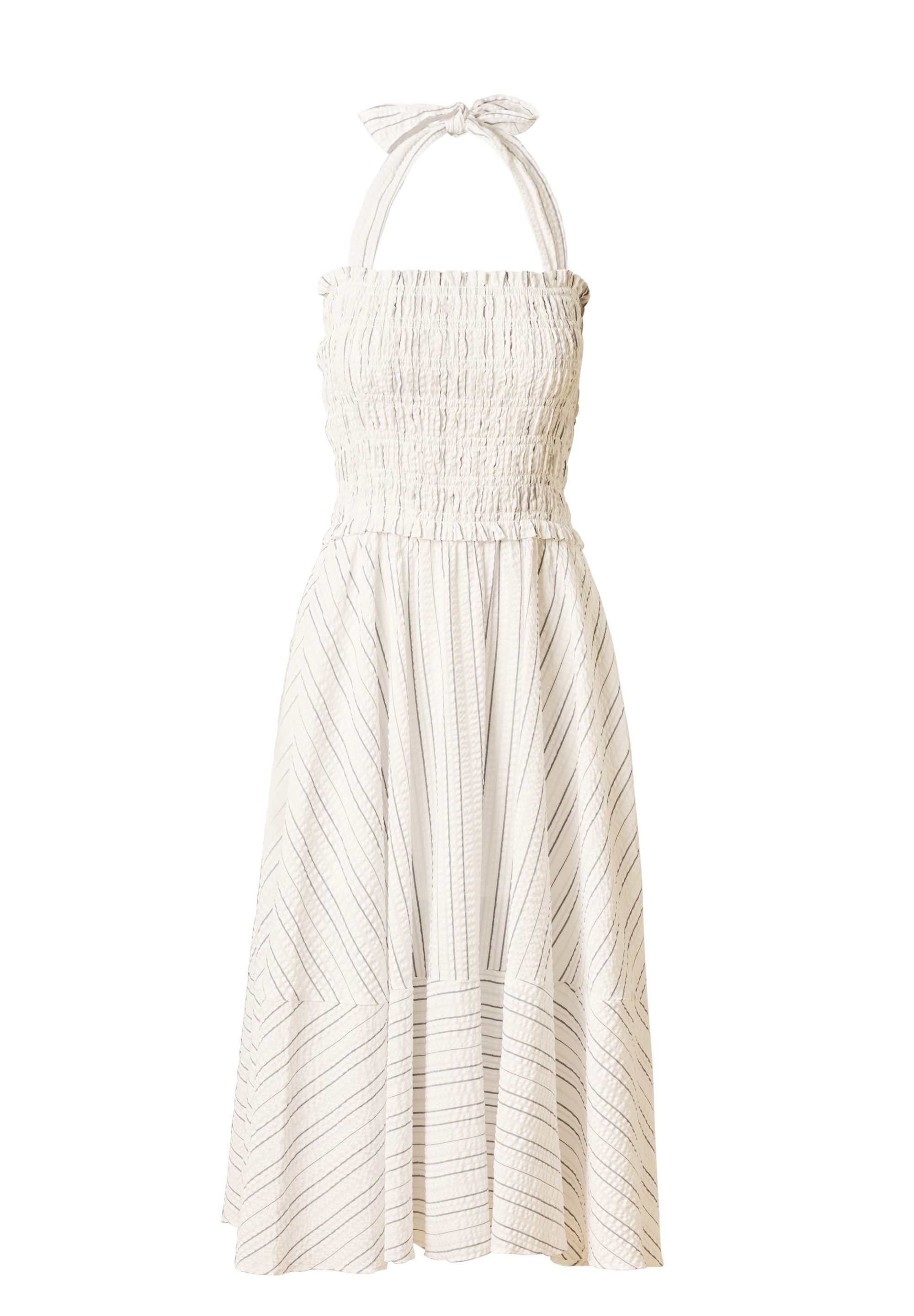 Adrianna Papell Sommerkleid Smocked Midi Dress Tailliertes, gestreiftes Seersucker-Halterkleid
