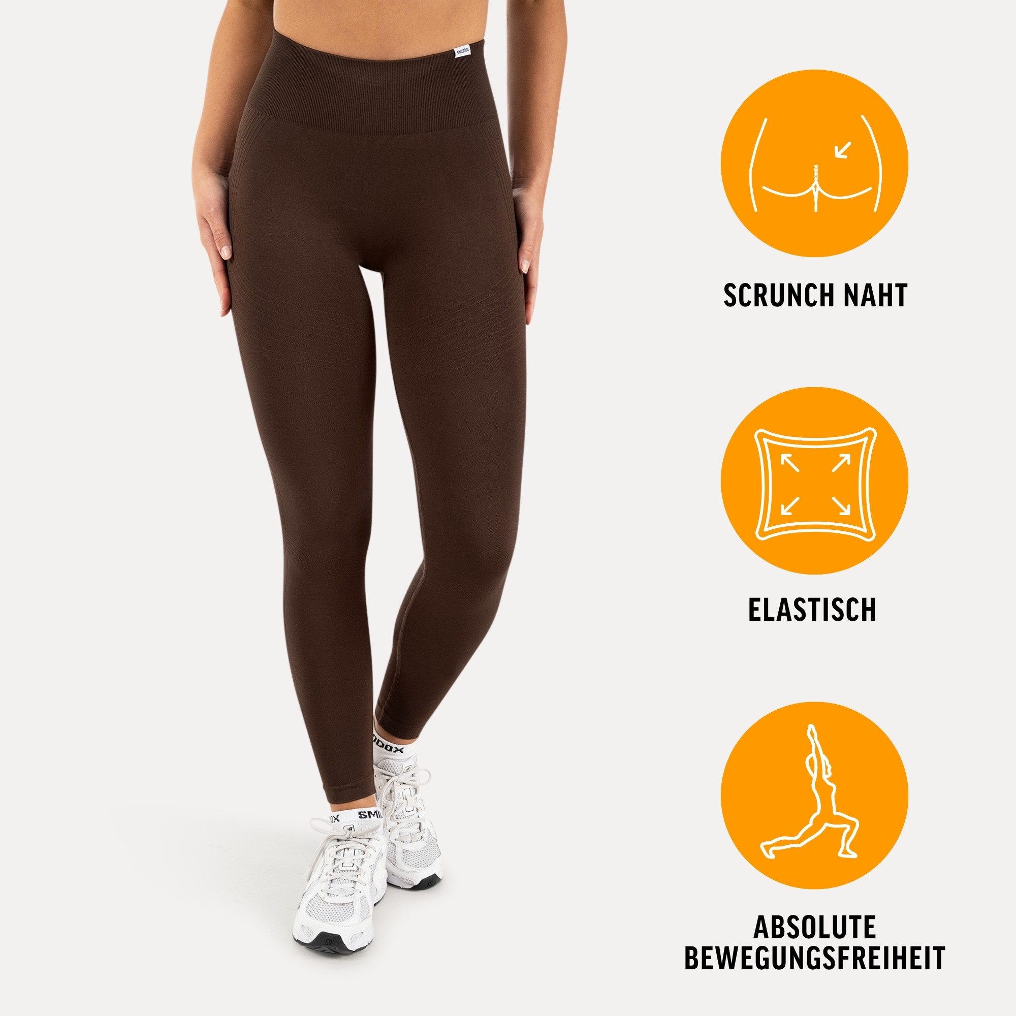 Smilodox Leggings Vonda, Scrunch Sporthose Damen, Shaped Fit, Seamless, Gym & Yoga V-Shape Bund, Seamless, Booty Shape, Push Effect, Squatproof