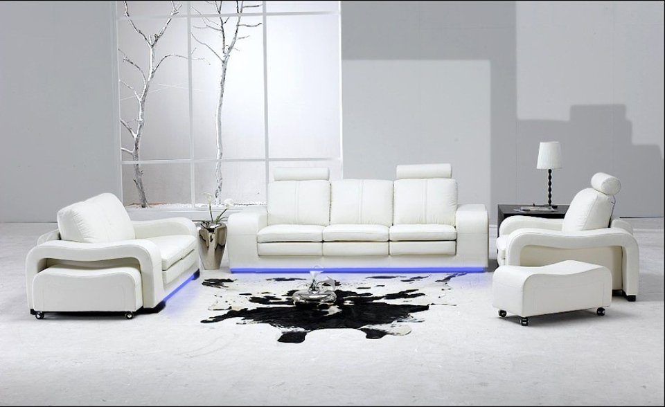 JVmoebel Sofa Weiße Wohnlandschaft 3+2+1 LED mit Design Sofa, Made Europe Modern in Sitzer