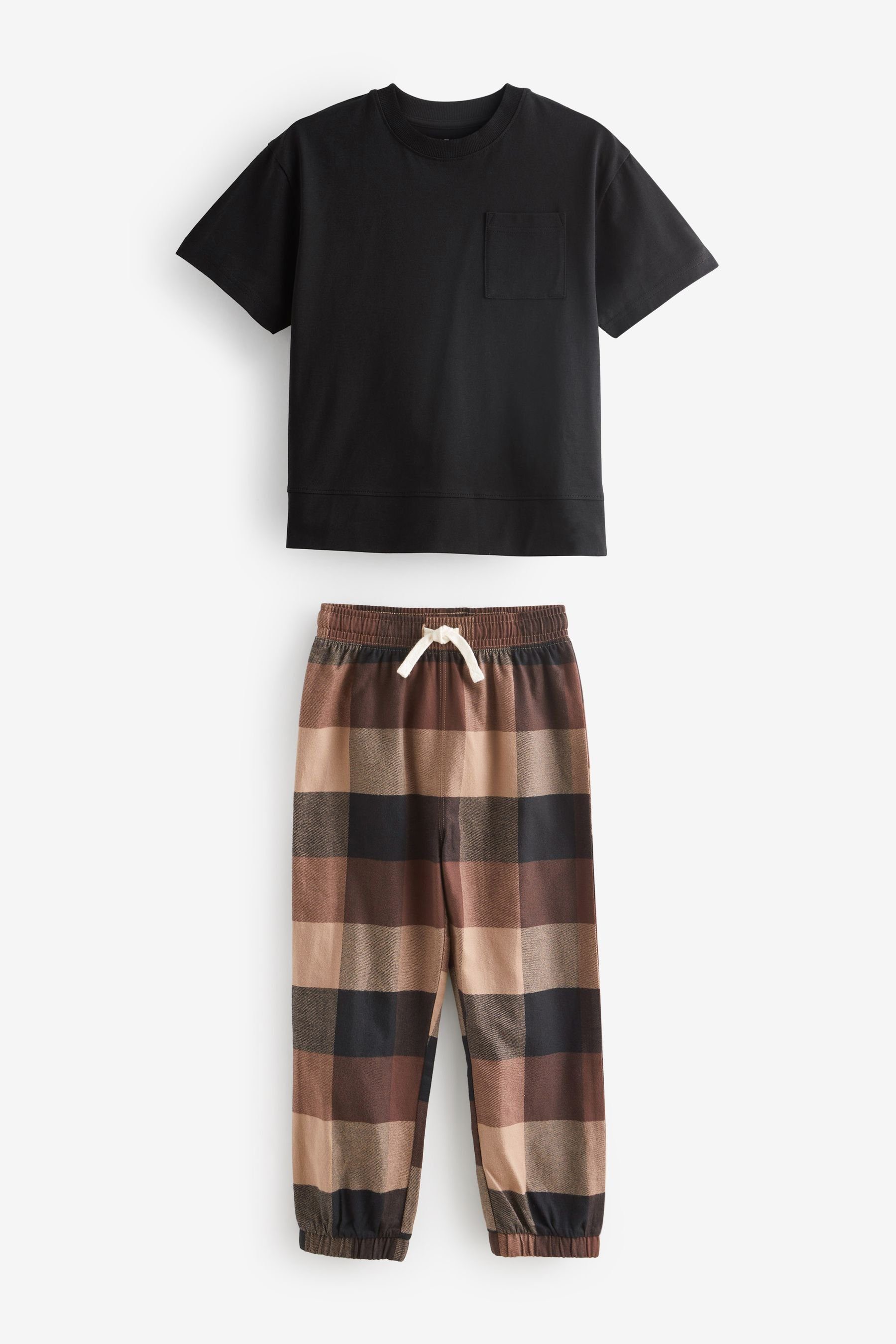 Next Pyjama Pyjamas Brown/Black im (4 Check Bottom 2er-Pack Chocolate tlg)