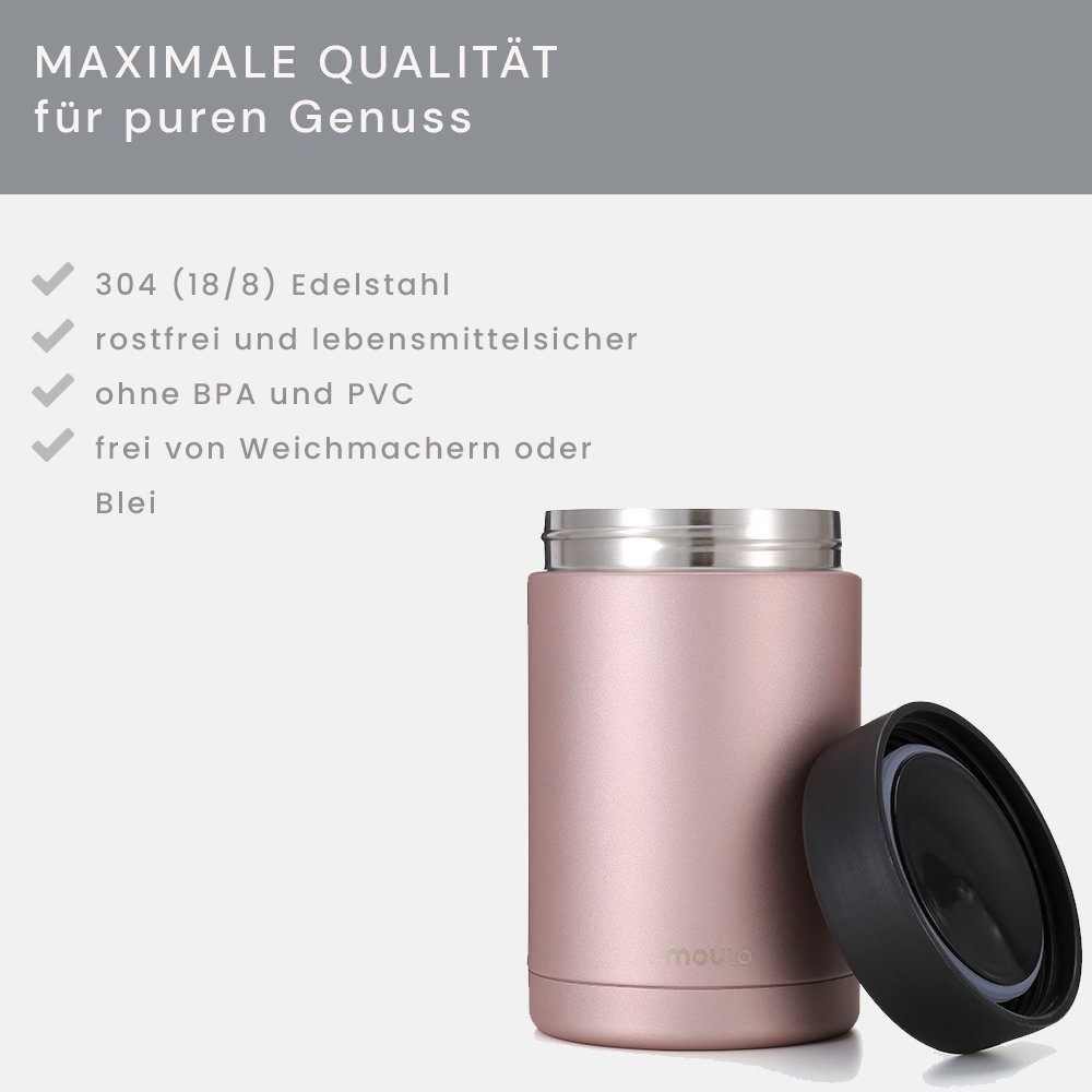 frei Thermobehälter 0,5L BPA Edelstahl, Explorer matt, rosé moulo Isoliergefäß,