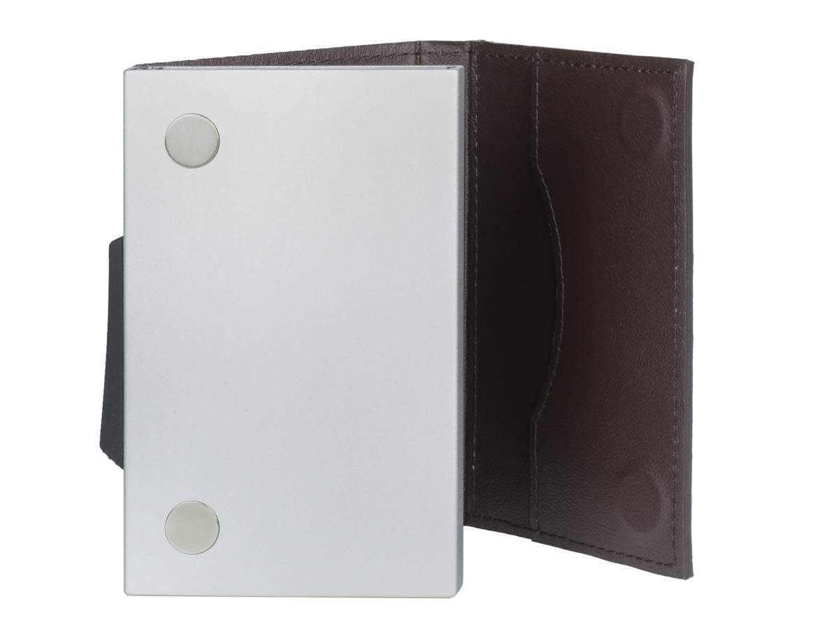Ögon Kartenetui Cascade, Kartenbörse, Schutz darkbrown-silver mit Minibörse, RFID Alucase Kartenetui