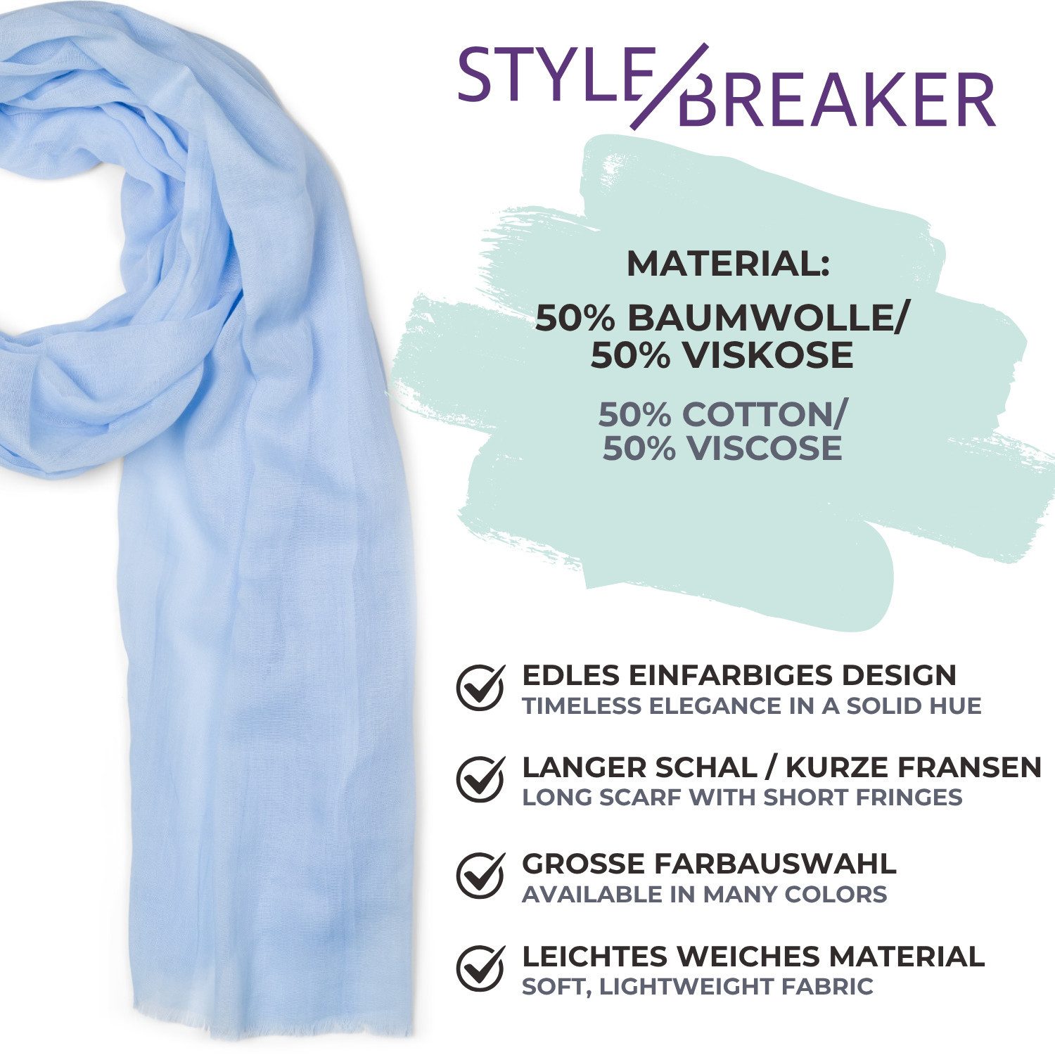 styleBREAKER Modeschal Leichter Schal Einfarbig, (1-St)