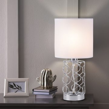 etc-shop LED Tischleuchte, Leuchtmittel inklusive, Warmweiß, Tischleuchte Modern Nachttischleuchte Textilschirm weiß Tischlampe