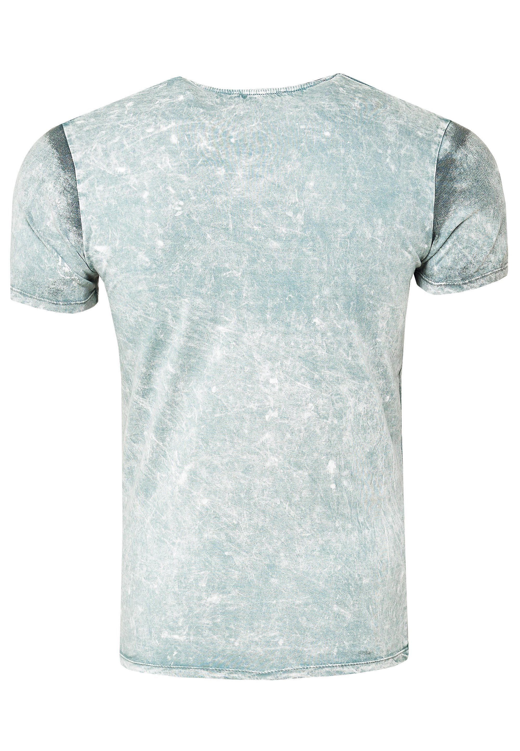 Rusty Neal T-Shirt grau mit Print eindrucksvollem
