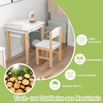 KOMFOTTEU Kindertisch (Set), mit Stuhl, Schublade, Papierrolle & 2 Markern