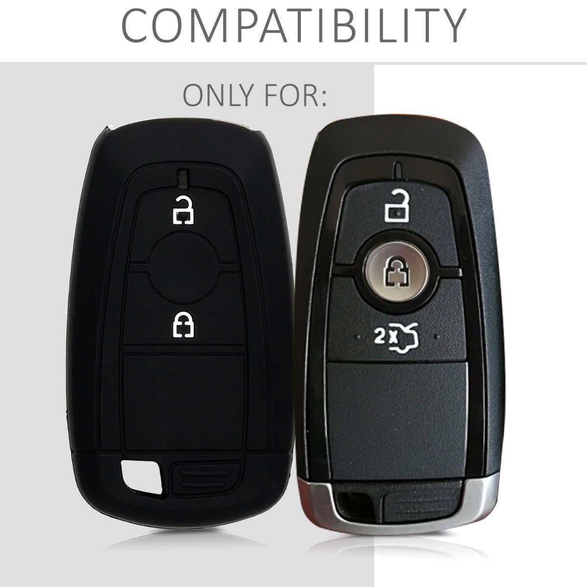 Go, Case Schlüsselhülle 2-Tasten Silikon Schlüsseltasche Keyless Autoschlüssel Hülle Ford Schlüssel für Cover kwmobile Autoschlüssel