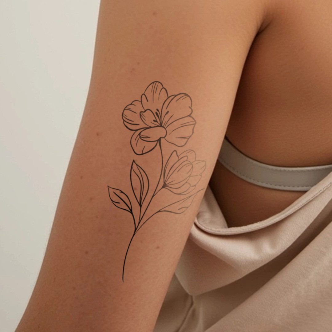 Inkster Schmuck-Tattoo filigrane Blume Tattoo, wasserfestes temporäres Tattoo, 2 Wochen Halt