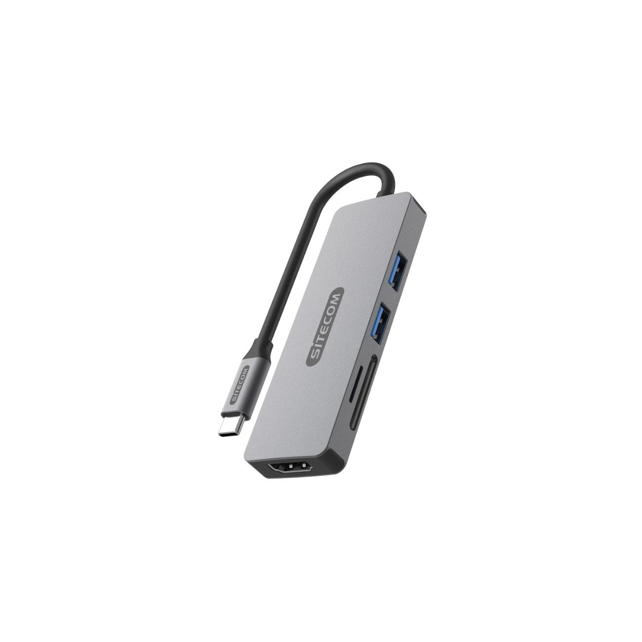 Sitecom CN-5501 USB-Adapter USB-C zu USB-A, HDMI, SD, MicroSD, 15 cm, 5-in-1 USB-C-Multiport-Adapter mit HDMI, 2x USB-A, SD, MicroSD