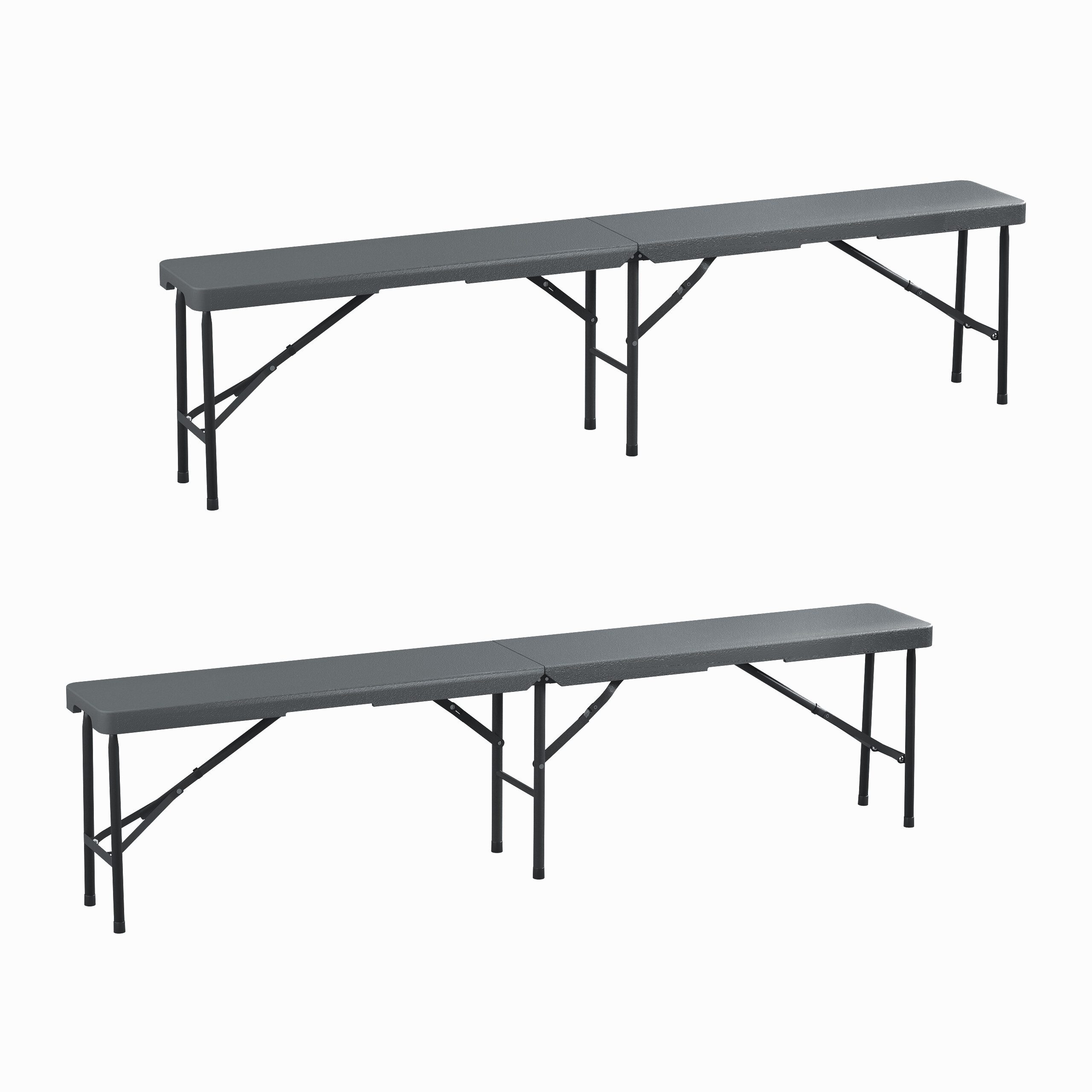relaxdays Gartenbank Bierbank 2er Set 180 cm (2-St., 2er Set), grau