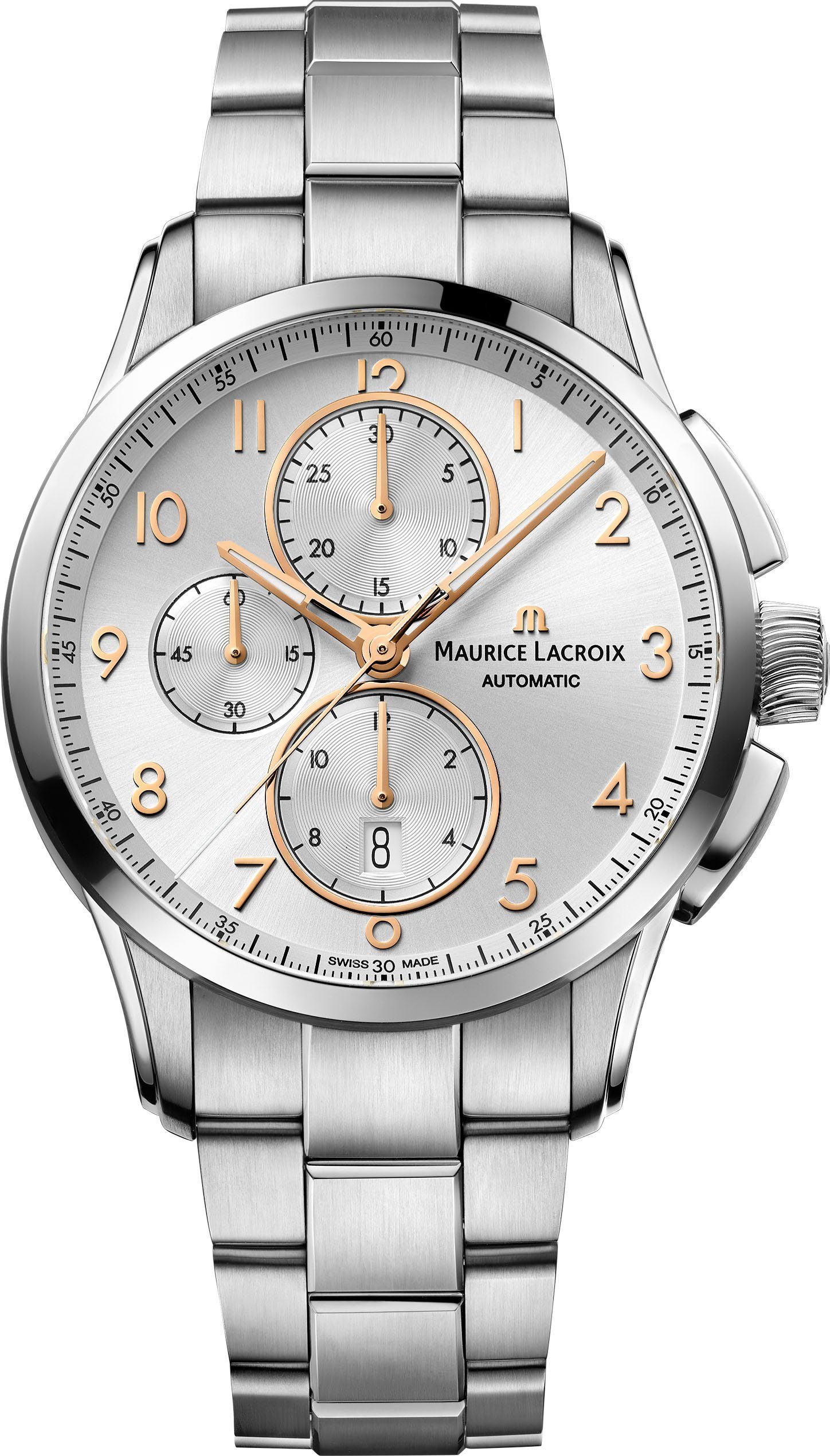 Date, Swiss Pontos Made Automatik, Chronograph Chronograph MAURICE PT6388-SS002-220-1, LACROIX