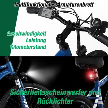 HITWAY E-Bike 26", 7 Gang Shimano, Kettenschaltung, Heckmotor, MTB 36V11.2AH abnehmbarer Akku, Doppelscheibenbremse, Shimano 7G