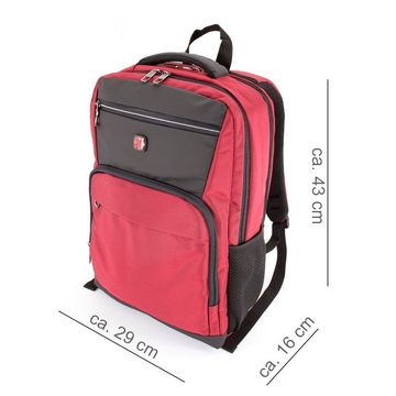 SHG Freizeitrucksack Rucksack Schulrucksack Sportrucksack Fahrradrucksack Kurierrucksack (rot), Cityrucksack Backpack Notebook_Rucksack 15,6"