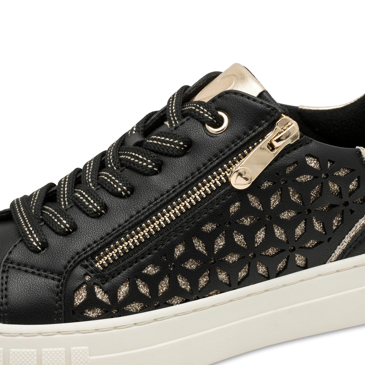 MARCO TOZZI Plateausneaker, Freizeitschuh, Halbschuh, Schnürschuh mit unterlegtem Lochmuster