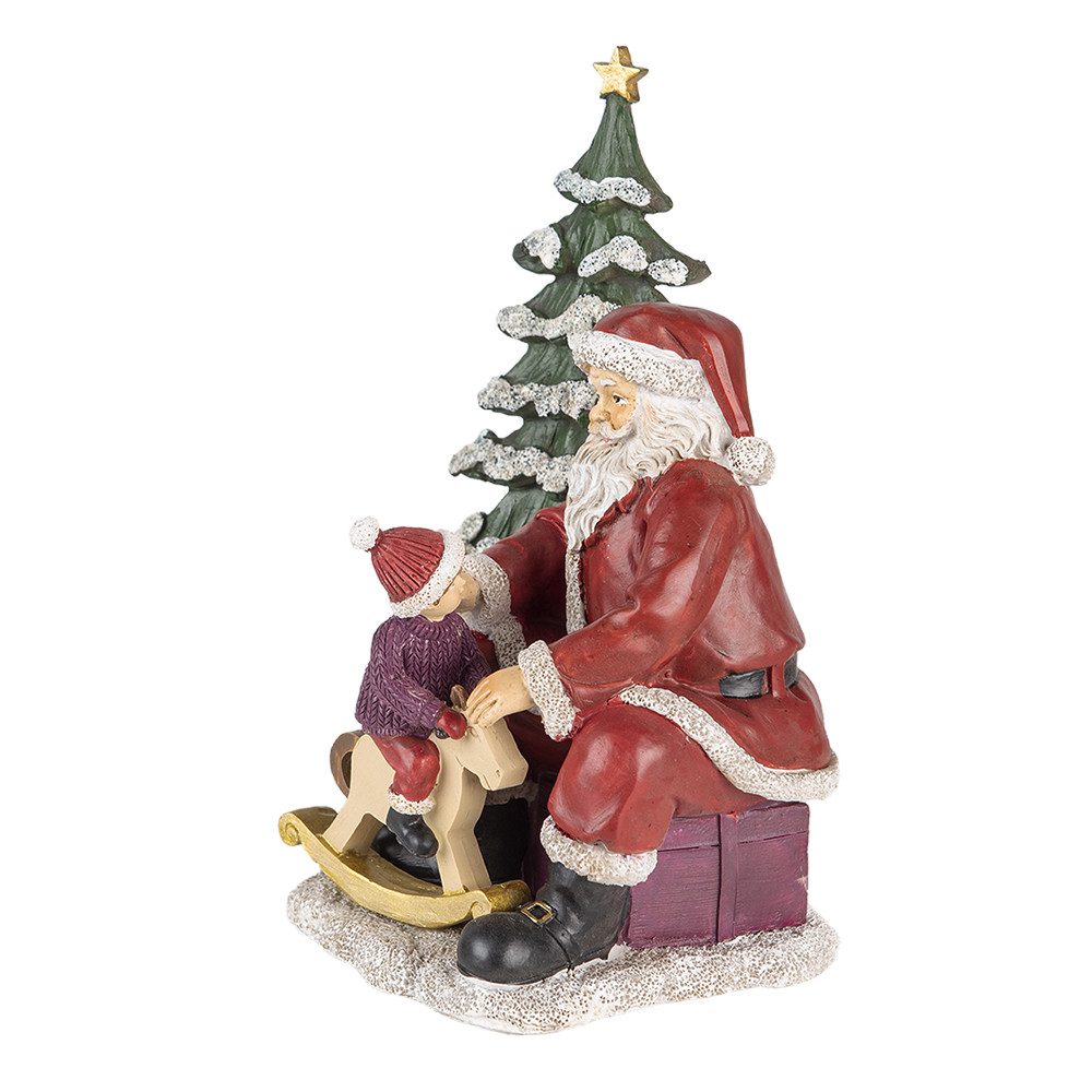 Clayre & Eef Weihnachtsmann Figur Weihnachtsmann 16x13x22 cm Rot Grün Weihnachtsdekoration, Sammelfigur, Weihnachtsfigur, Dekofigur, Weihnachtsmann