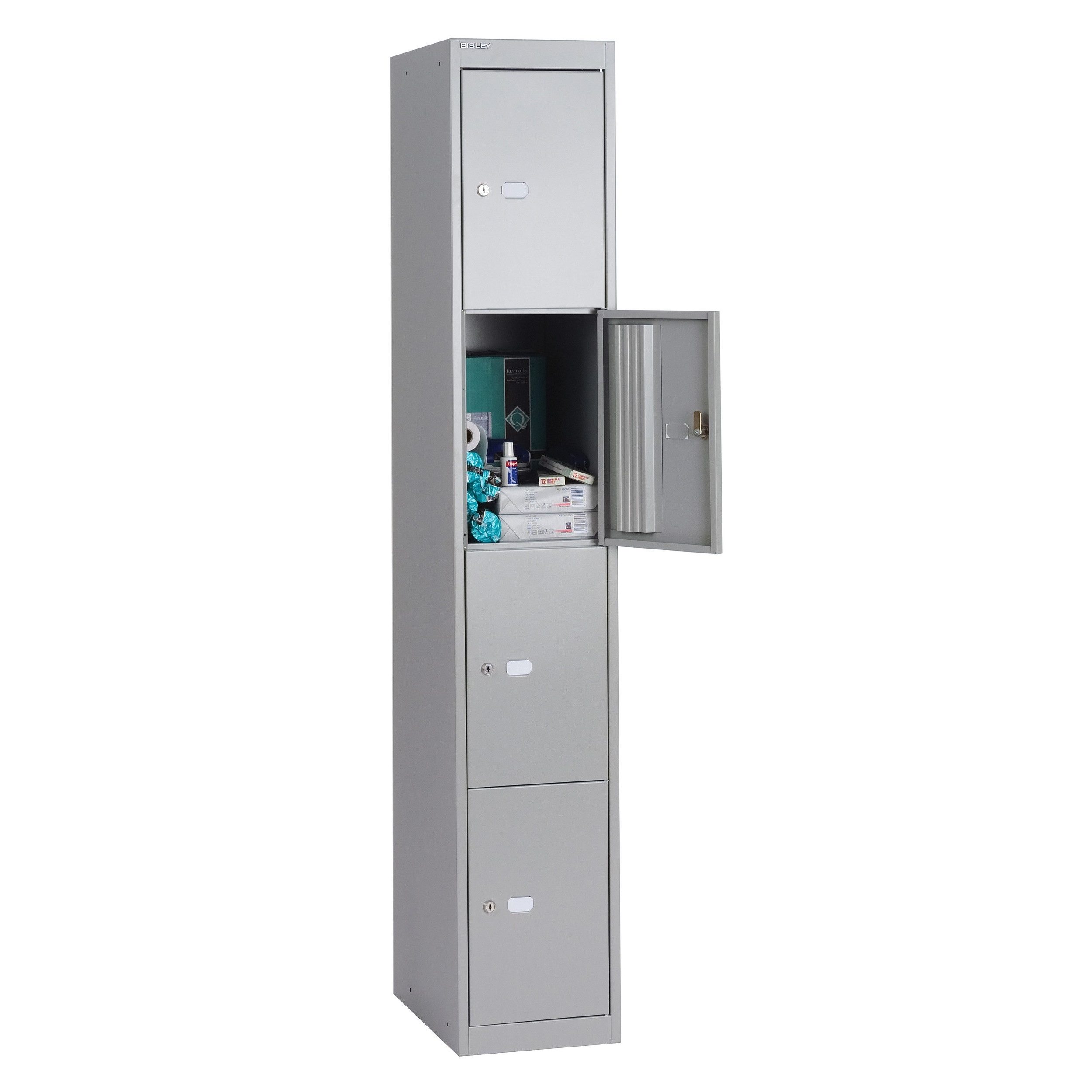 Bisley Spind Garderobenschrank Office in Verkehrsweiß - Maße: H 180 x B 31 x T 46 cm