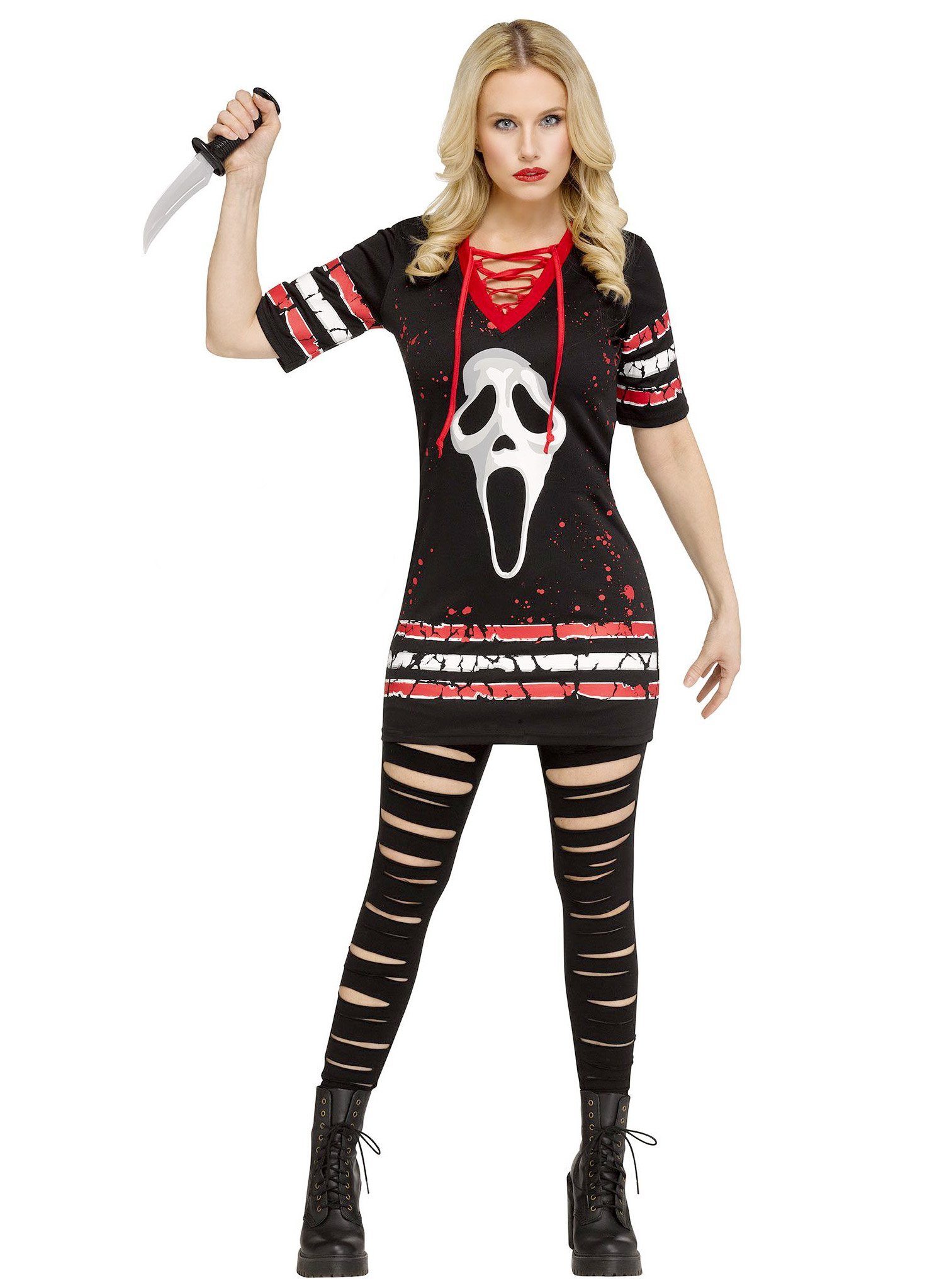Fun World Kostüm Scream Ghostface Kleid - Halloween Kostüm Damen, Dieses Kleid ist der letzte Schrei