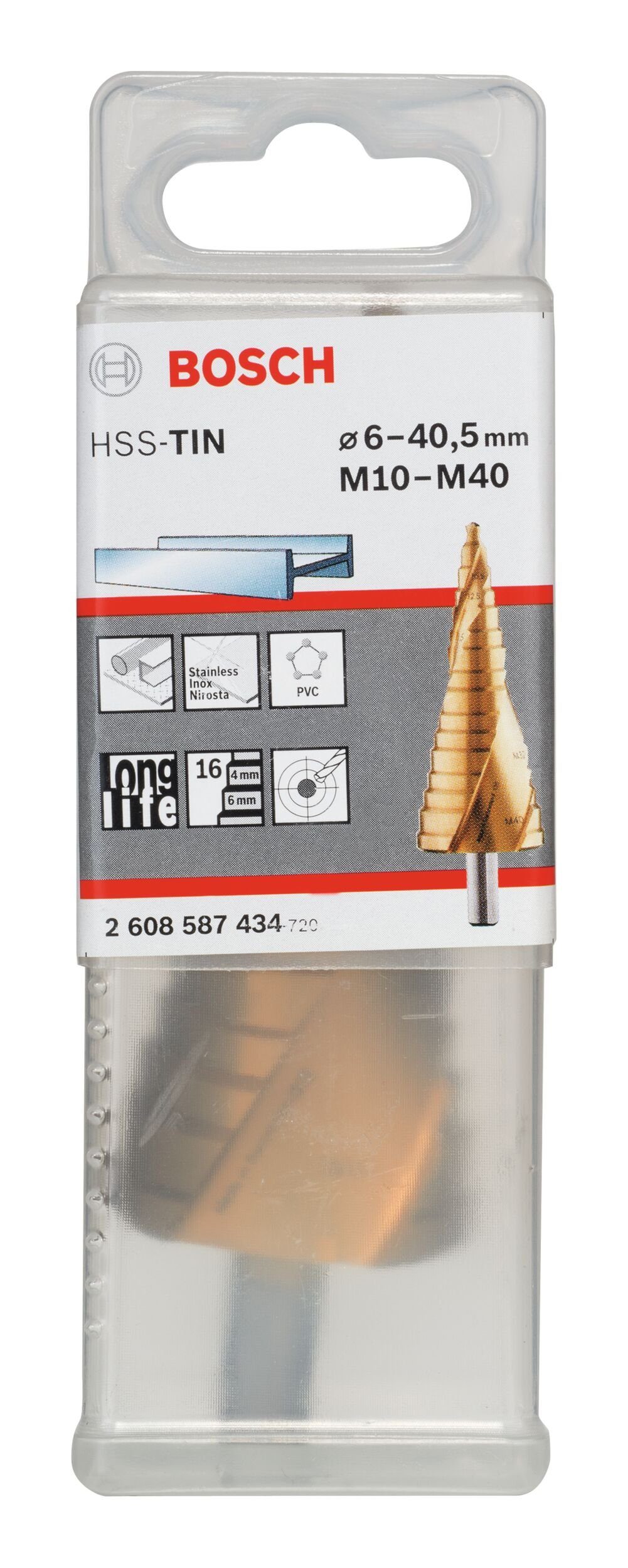 Thumbnail - BOSCH Metallbohrer, HSS-TiN für Kabelverschraubungen 12 Stufen - M10 - M40 x 125,5 x 10 mm