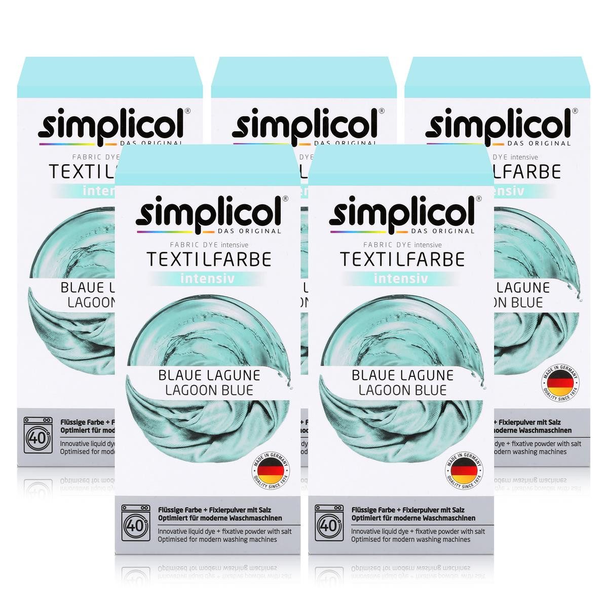 Textilfarbe Simplicol Textilfarbe intensiv Blaue Lagune - Einfaches Färben (5er Pa