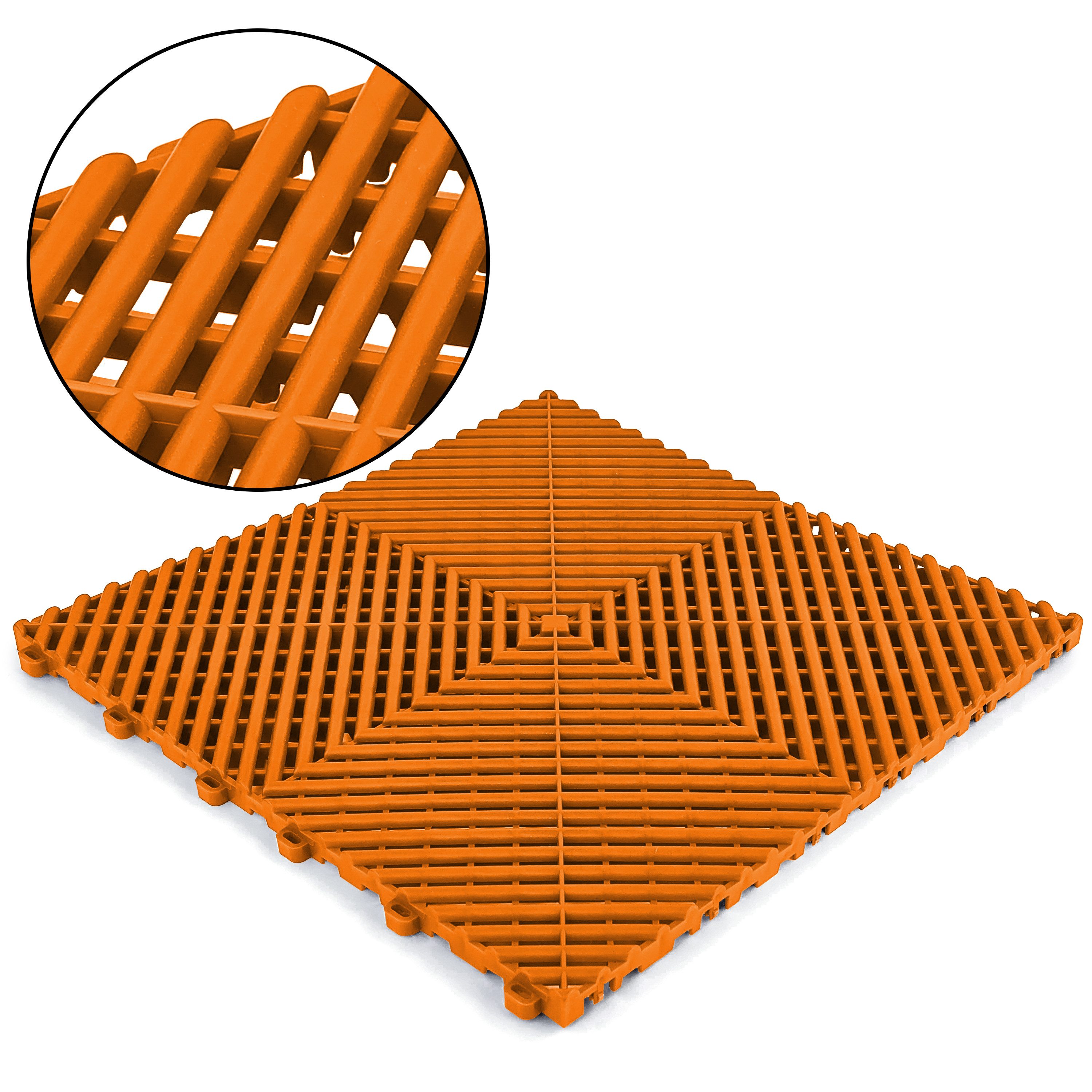 RAMROXX Klickfliesen Performance Bodenfliese Garagenboden Orange 40x40cm 6 Stück 0,96qm