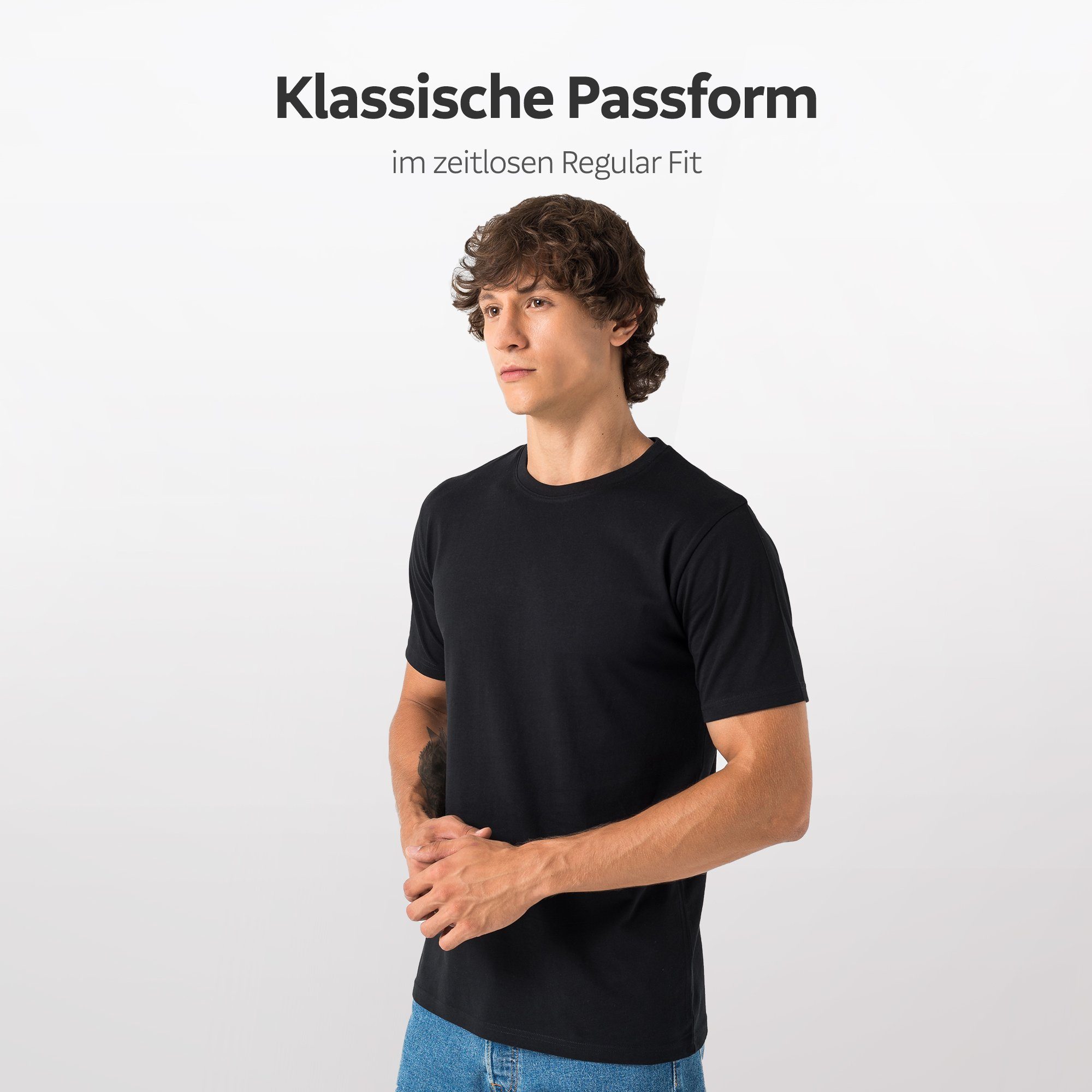 Burnell & Son T-Shirt Tshirt Herren aus 100% Baumwolle Regular Fit Basic Männer Set (S-5XL) (Packung, 3-tlg., 3er-Pack) in Unifarbe – Bild 3 von 5