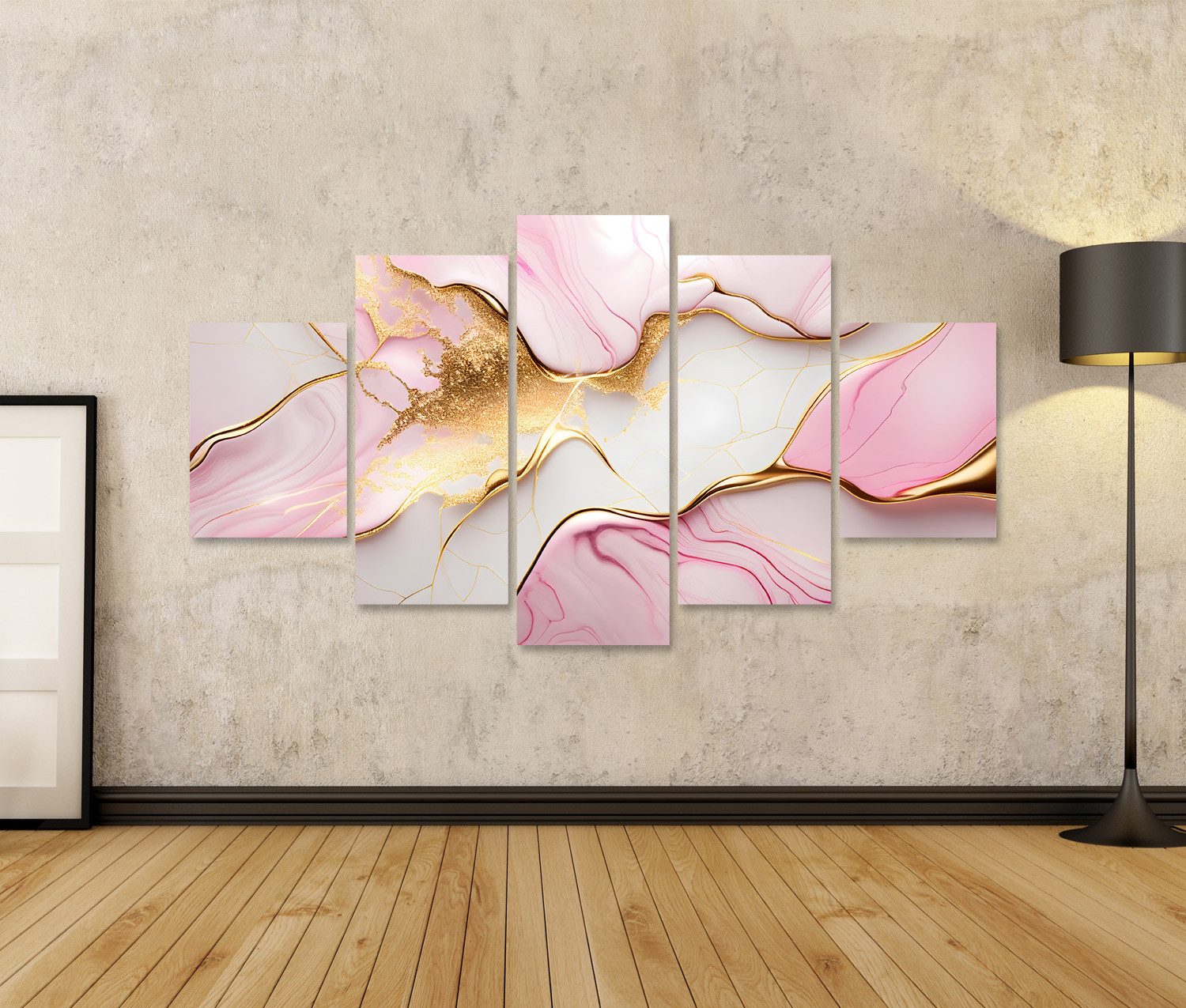 islandburner Leinwandbild Rosa Gold Marmor Abstrakter Hintergrund Flüssig D günstig online kaufen
