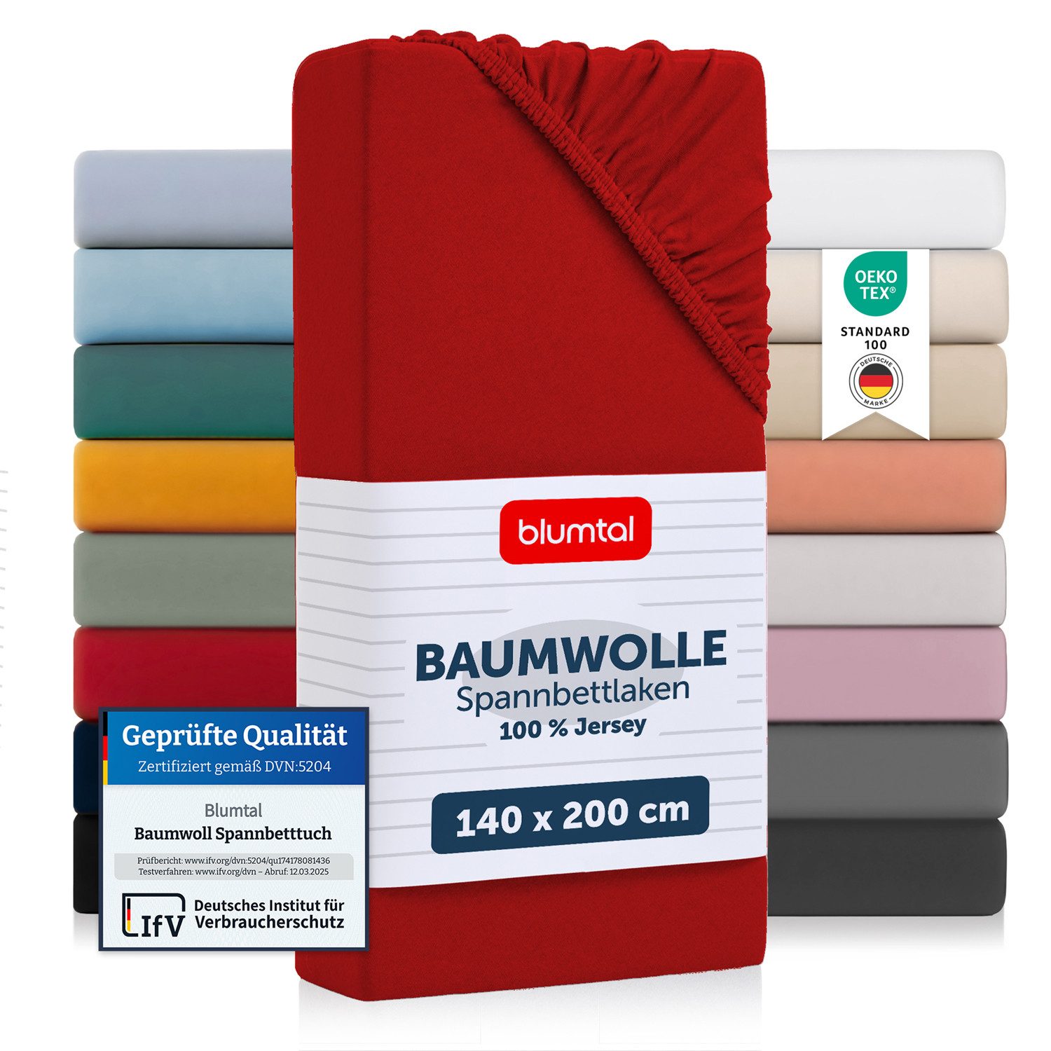 Blumtal Spannbettlaken Blumtal Basics 100% Baumwolle - Jersey, Baumwolle, Gummizug: Rundum, (2 Stück), Jersey Bettlaken - atmungsaktiv, strapazierfähig und faltenfrei