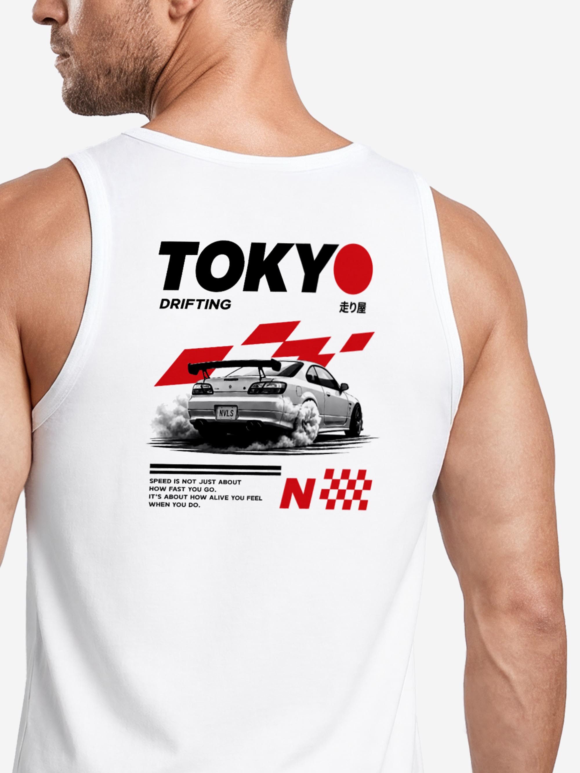 Neverless Tanktop Tanktop Herren mit Grafik-Print - Design Tokyo Drifting- Trägershirt mit Print