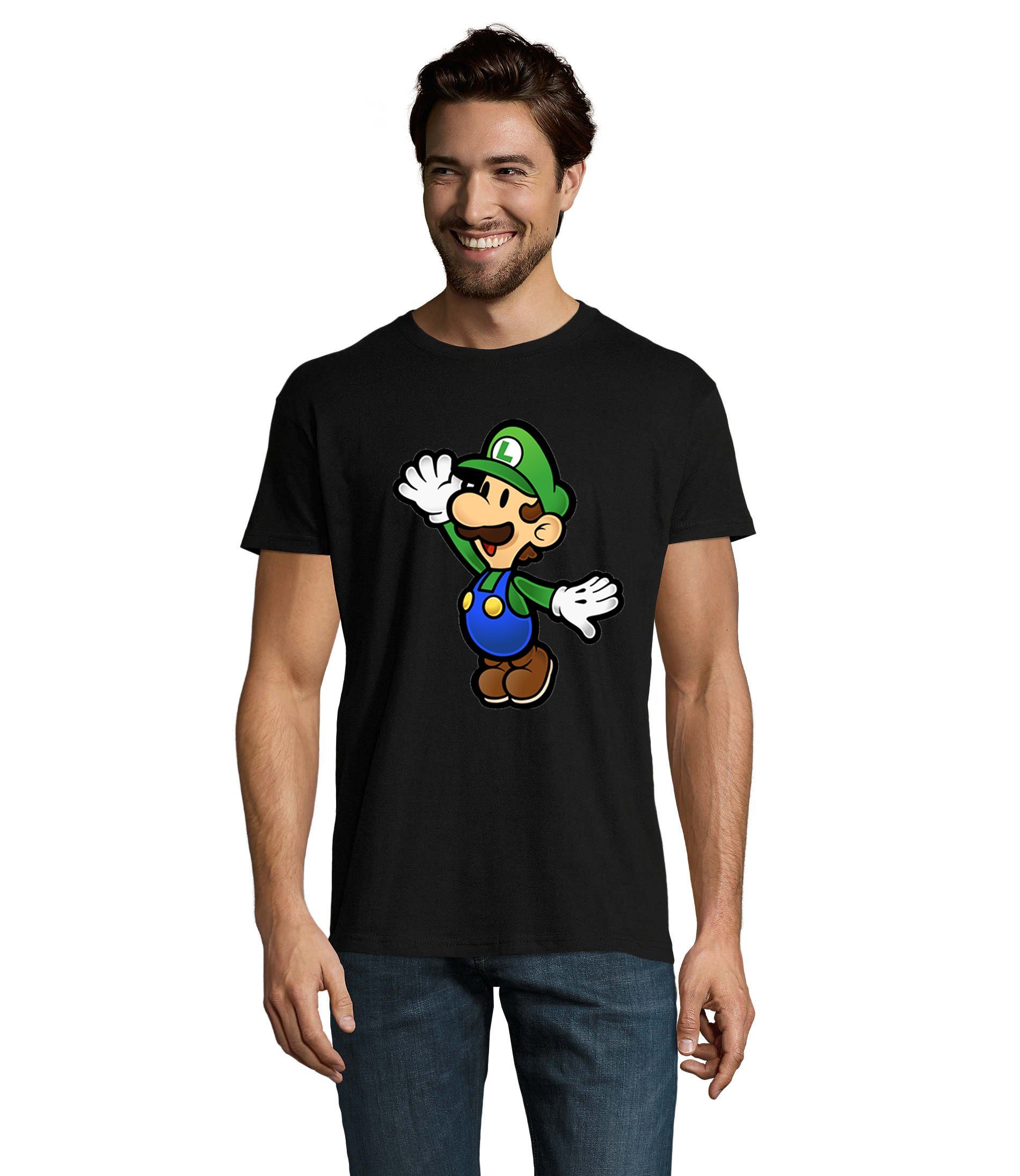 Herren & T-Shirt Nintendo Yoshi Schwarz Luigi Peach Blondie Gaming Mario Brownie