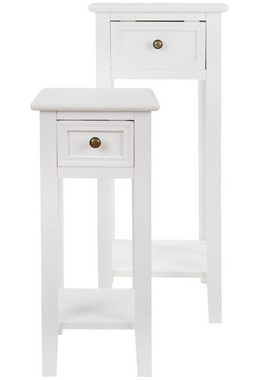 elbmöbel Telefontisch 2x Telefontisch Set Tisch weiß (FALSCH), Beistelltisch: 2er Set 33x80x33 cm weiß Landhausstil