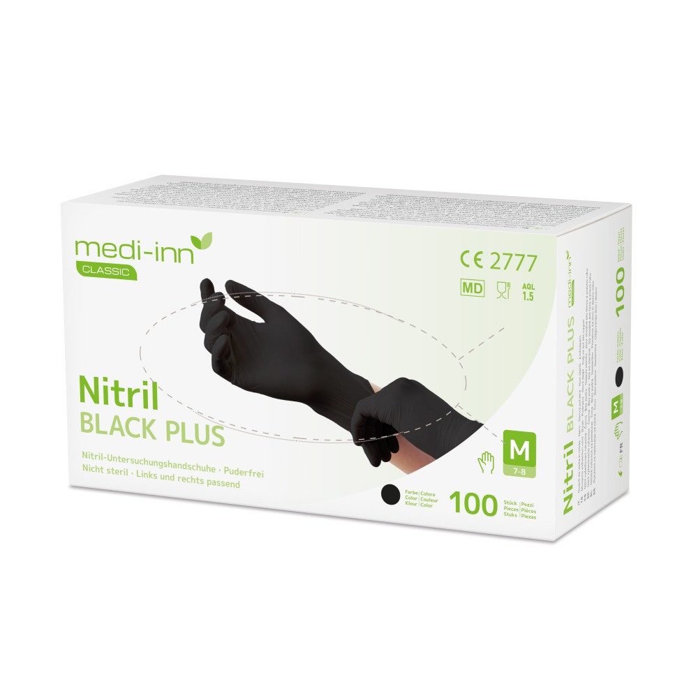 Medi-Inn Nitril-Handschuhe Nitril Black Plus, schwarz, puderfrei, latexfrei günstig online kaufen