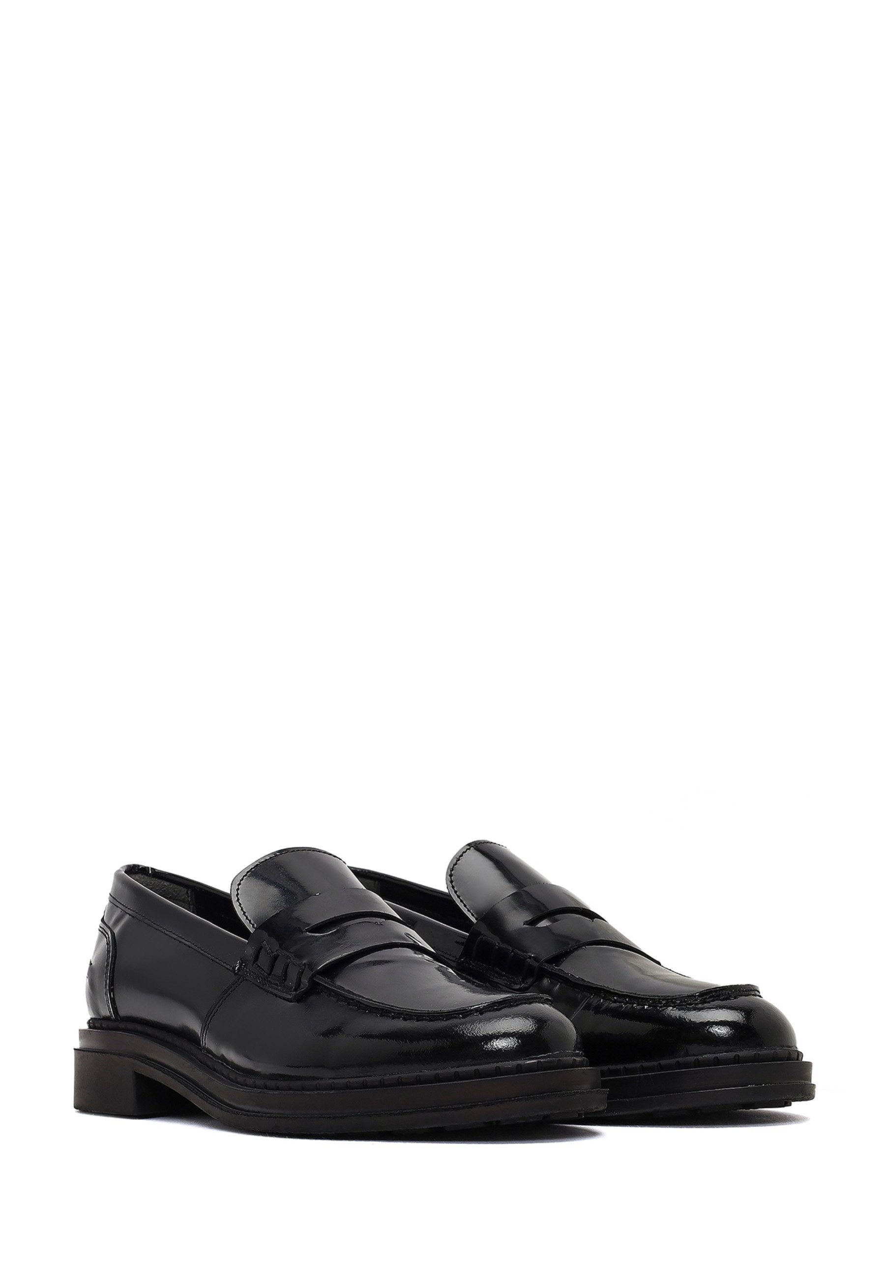 Derimod Maskuline Loafer aus Lackleder Loafer Lederfutter, Thermosohle, Absatz 2,5 cm