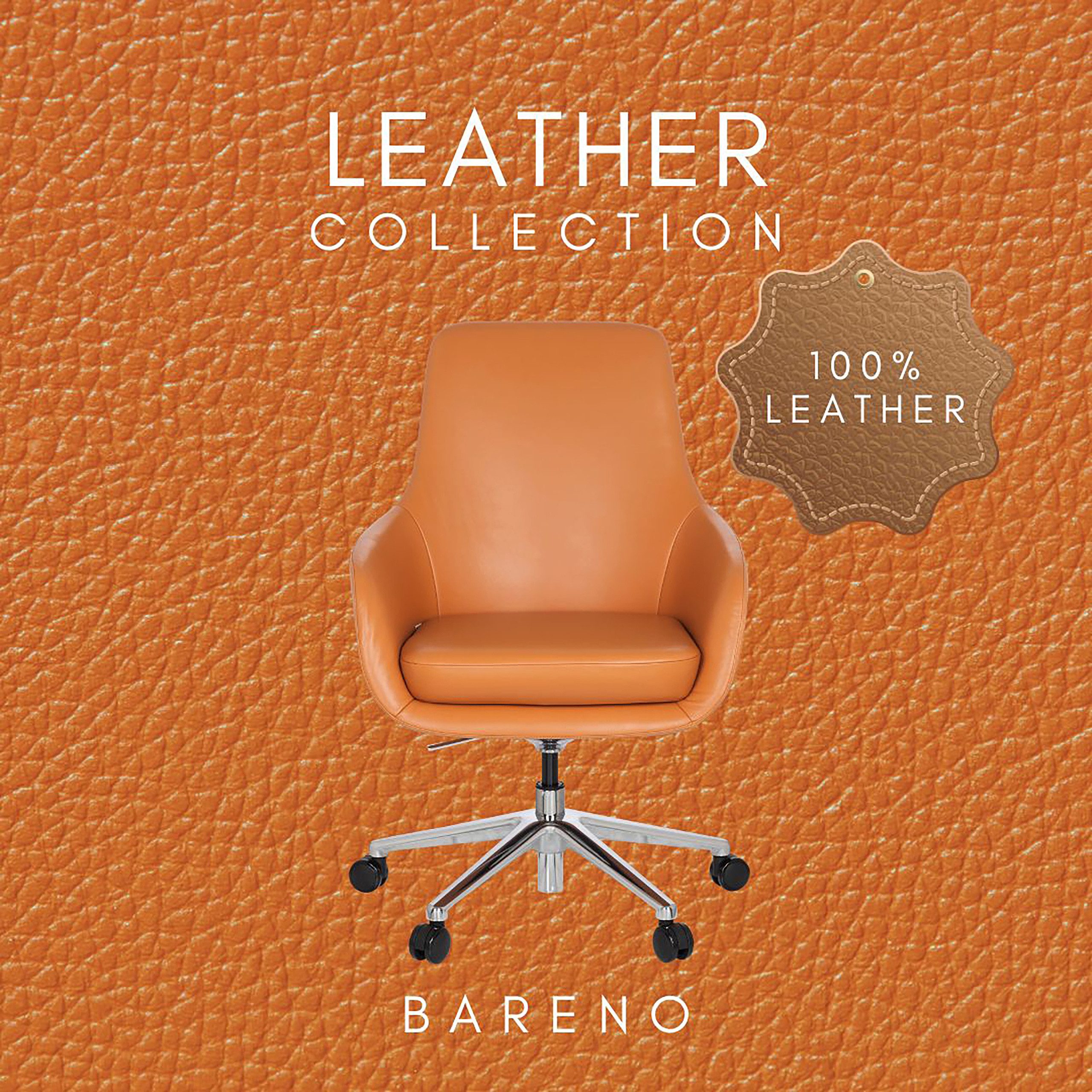hjh OFFICE Chefsessel Profi Chefsessel BARENO Leder mit Armlehnen, Drehstuhl Bürostuhl ergonomisch